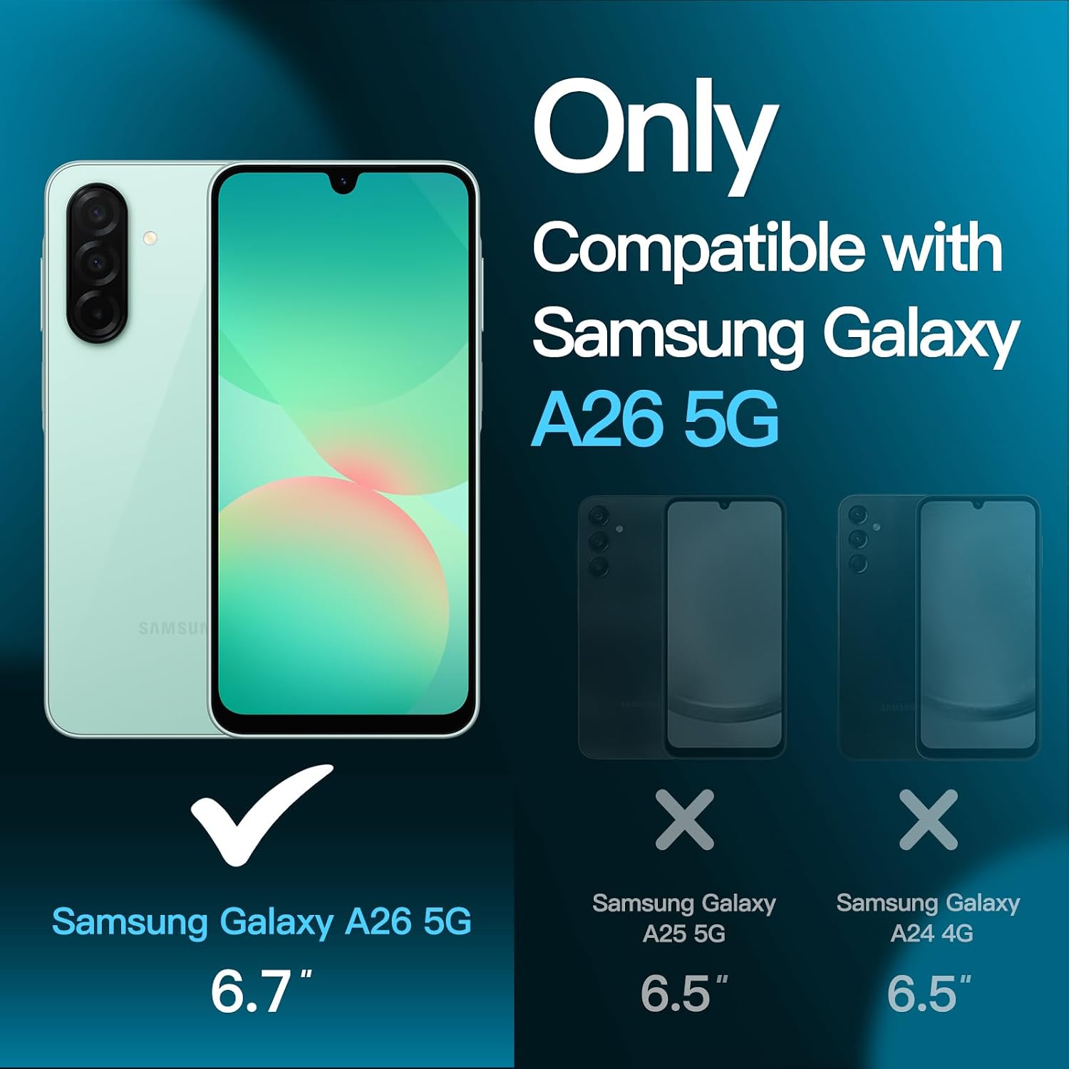 Detalle de JETech Pellicola Protettiva in Vetro Temperato per Samsung Galaxy A26 5G – Pacco da 3, 9H, HD Chiaro