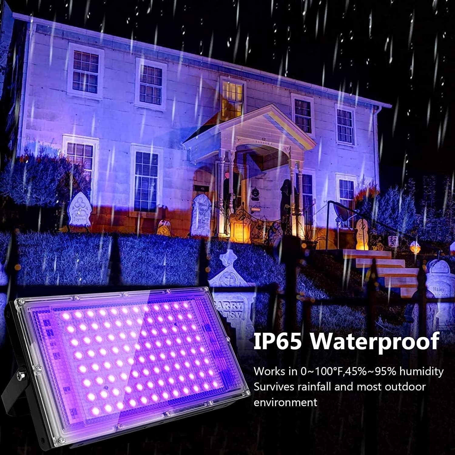 Detalle 2 de CREATESTAR UV Schwarzlicht Strahler 100W – IP65, 395–400 nm, LED-Fluter