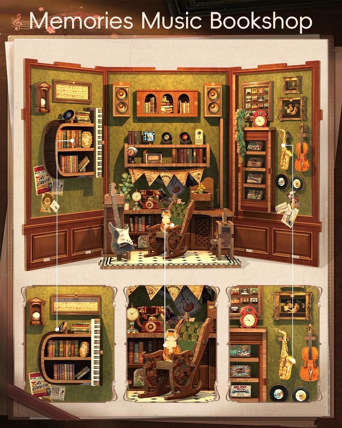 Thumbnail 3 de CUTEBEE Book Nook Kit puzzle 3D lumineux