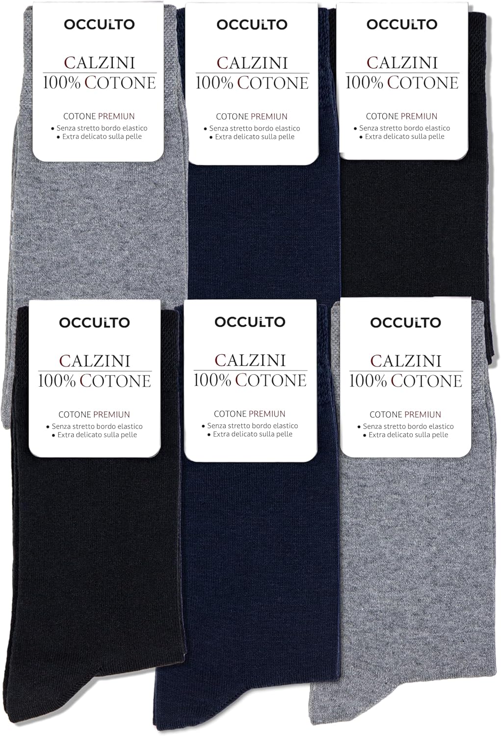 Detalle de Occulto Calze da uomo in 100% cotone modello Roland, confezione da 6 paia