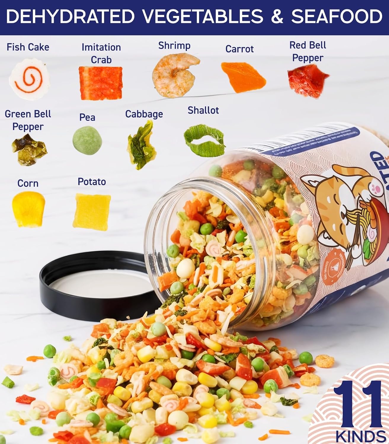 Thumbnail 1 de Egcina 16 oz Freeze-Dried Seafood & Vegetable Mix for Ramen and Soups