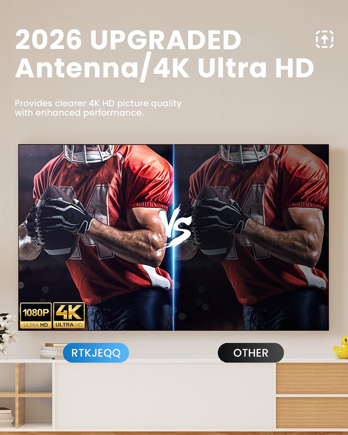 Thumbnail 4 de TV Antenna for Smart TV Indoor: 360° Signal Reception, 4K/1080p HDTV, 16.8ft Coax Cable