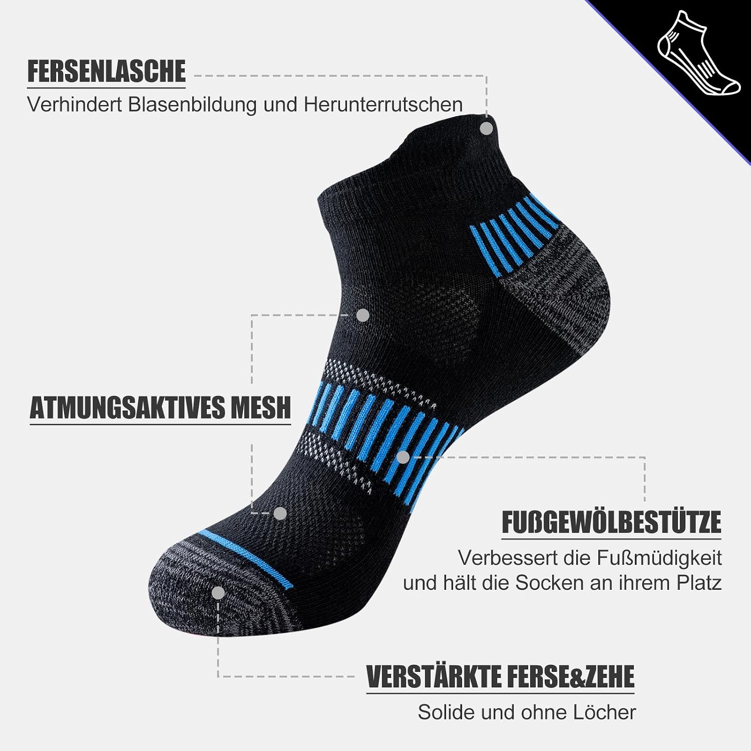 Detalle 2 de Niorasen Sneaker Socken Herren 6 Paar