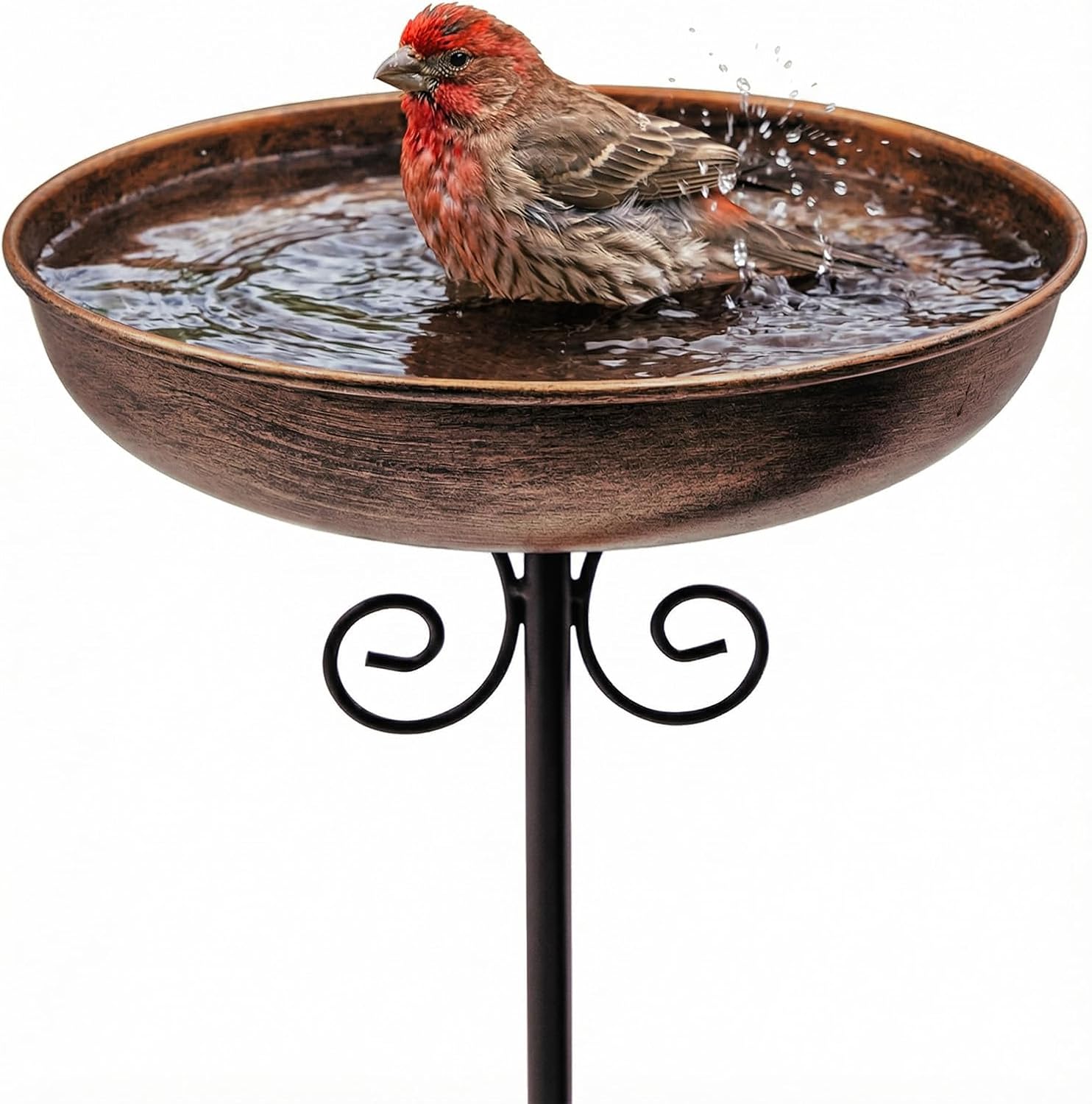Detalle de OUISJYER 1 10-Inch Metal Bird Bath with 5-Prong Stake, Adjustable Height