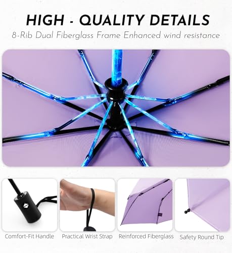 Thumbnail 3 de LILAC Windproof Automatic Umbrella: Strong 7-Rib Compact Travel Brolly