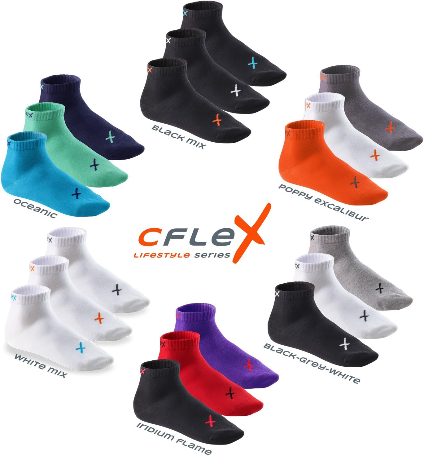 Detalle 2 de CFLEX LIFESTYLE Unisex Low-Cut Socks, 6 Pairs, High Cotton Content