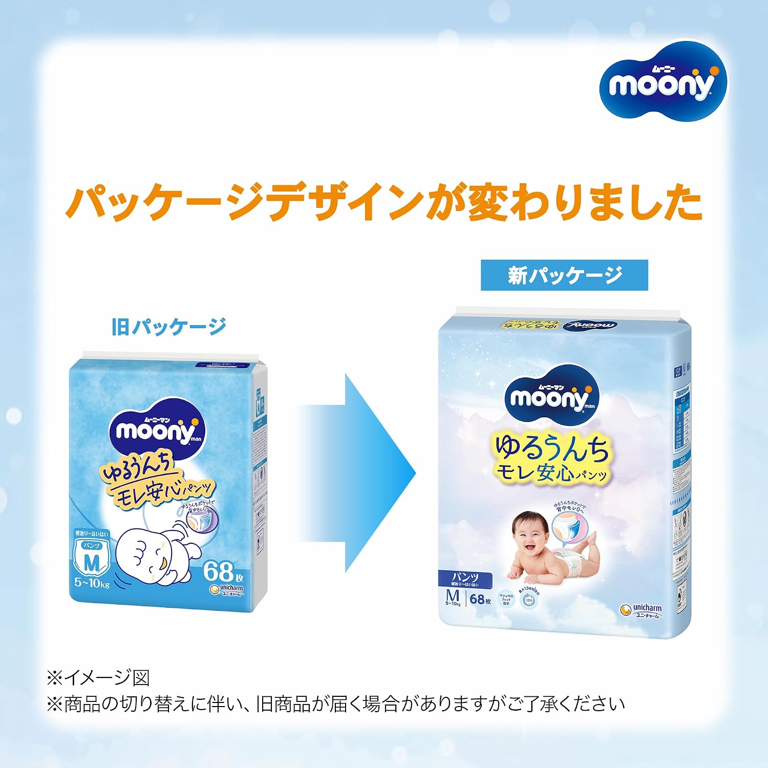 Detalle 2 de ムーニーマン ゆるうんちモレ安心 Mサイズ パンツタイプ 5〜10kg・204枚