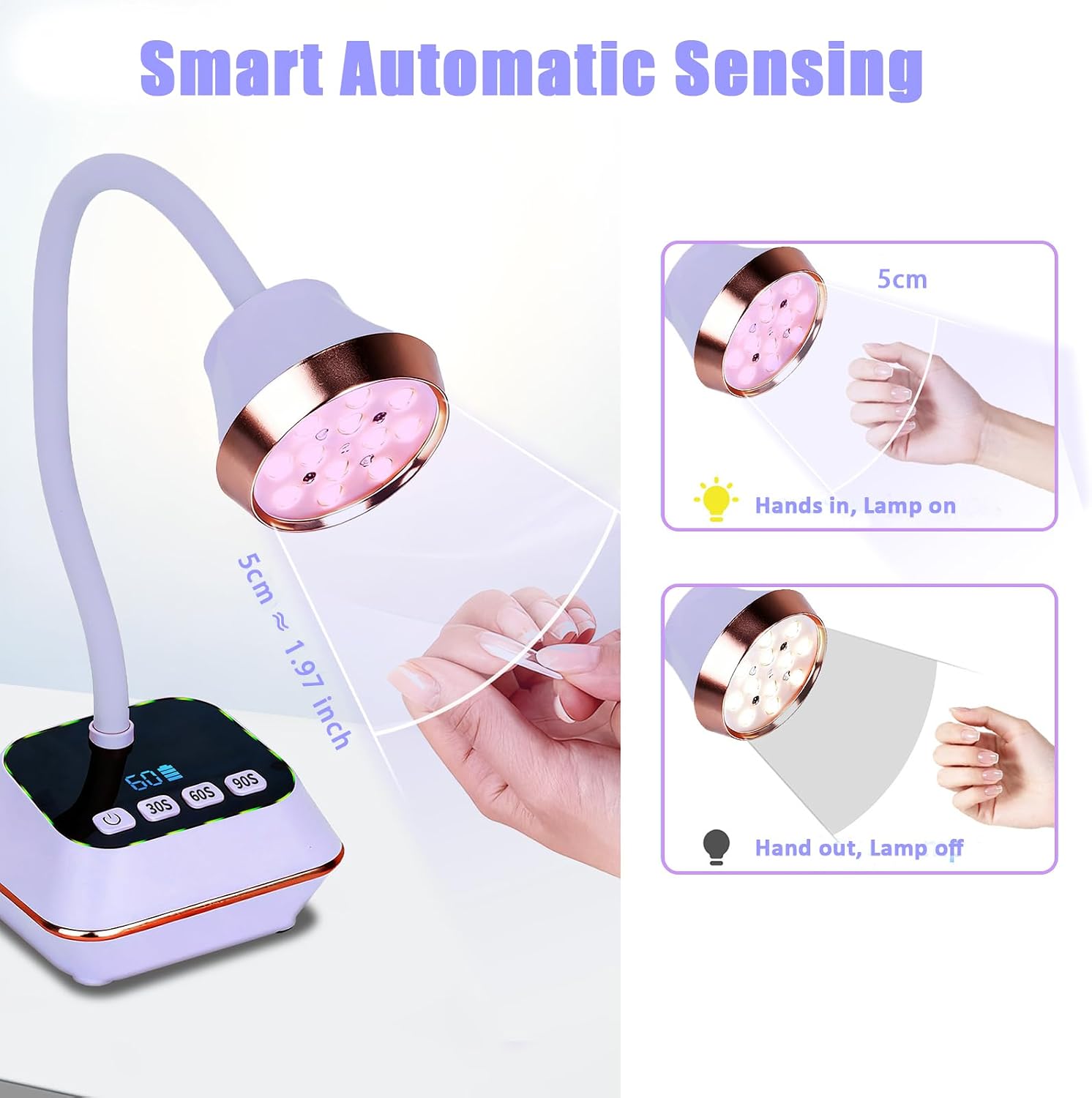 Detalle 1 de Asimebesty AS-2601V UV Nail Lamp, 36W Rechargeable with Smart Sensor