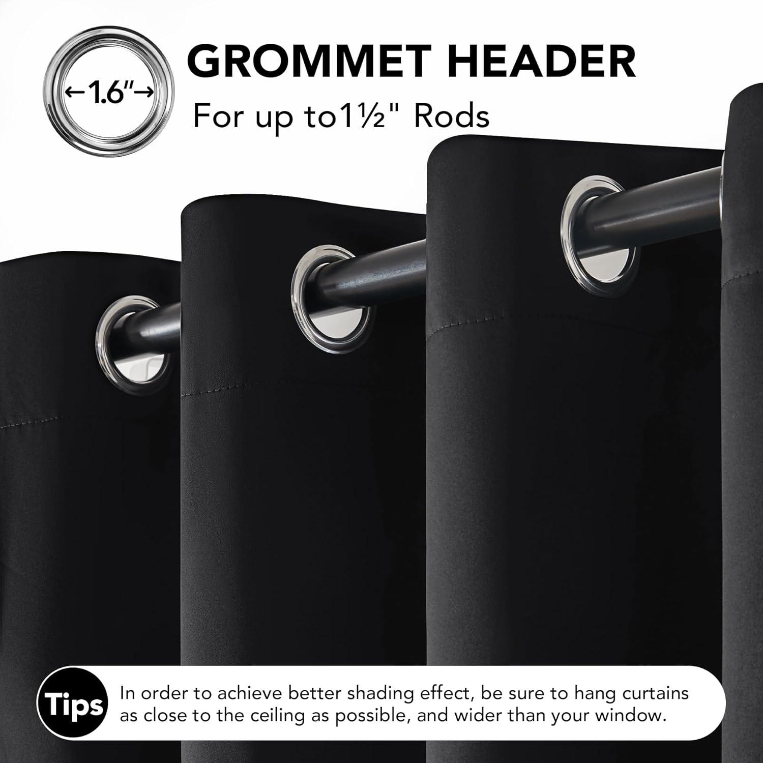 Thumbnail 6 de Deconovo Rideaux 100% occultants à œillets (lot de 2) 140 x 270 cm, noirs