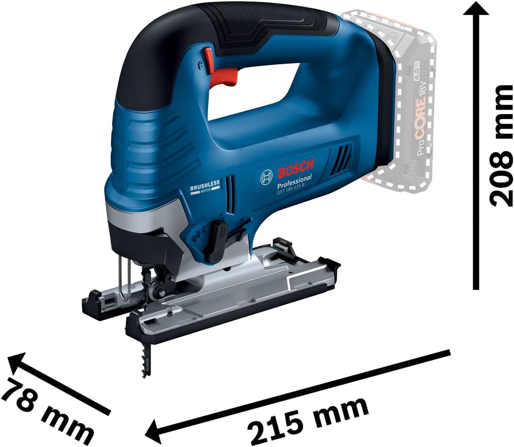 Thumbnail 2 de Bosch Professional GST 18V-125 B (18V System) scie sauteuse sans fil Brushless, coupes jusqu’à 45°
