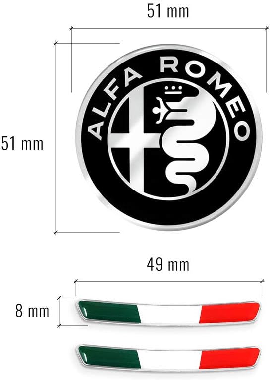 Detalle de Kit Adesivo Alfa Romeo Logo 51 mm + Bandiera per Interno Giulia Stelvio - 4R Quattroerre.it