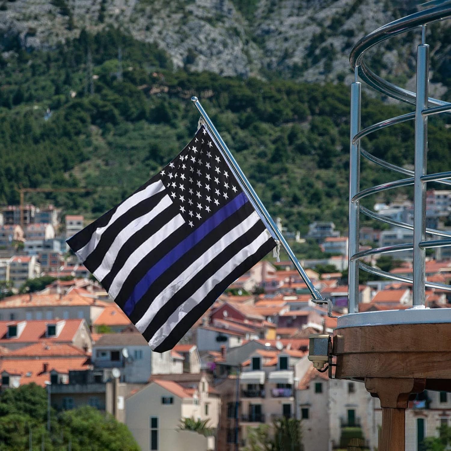 Thumbnail 6 de FLAGWIN Thin Blue Line Police Boat Flag, 12x18 Inch