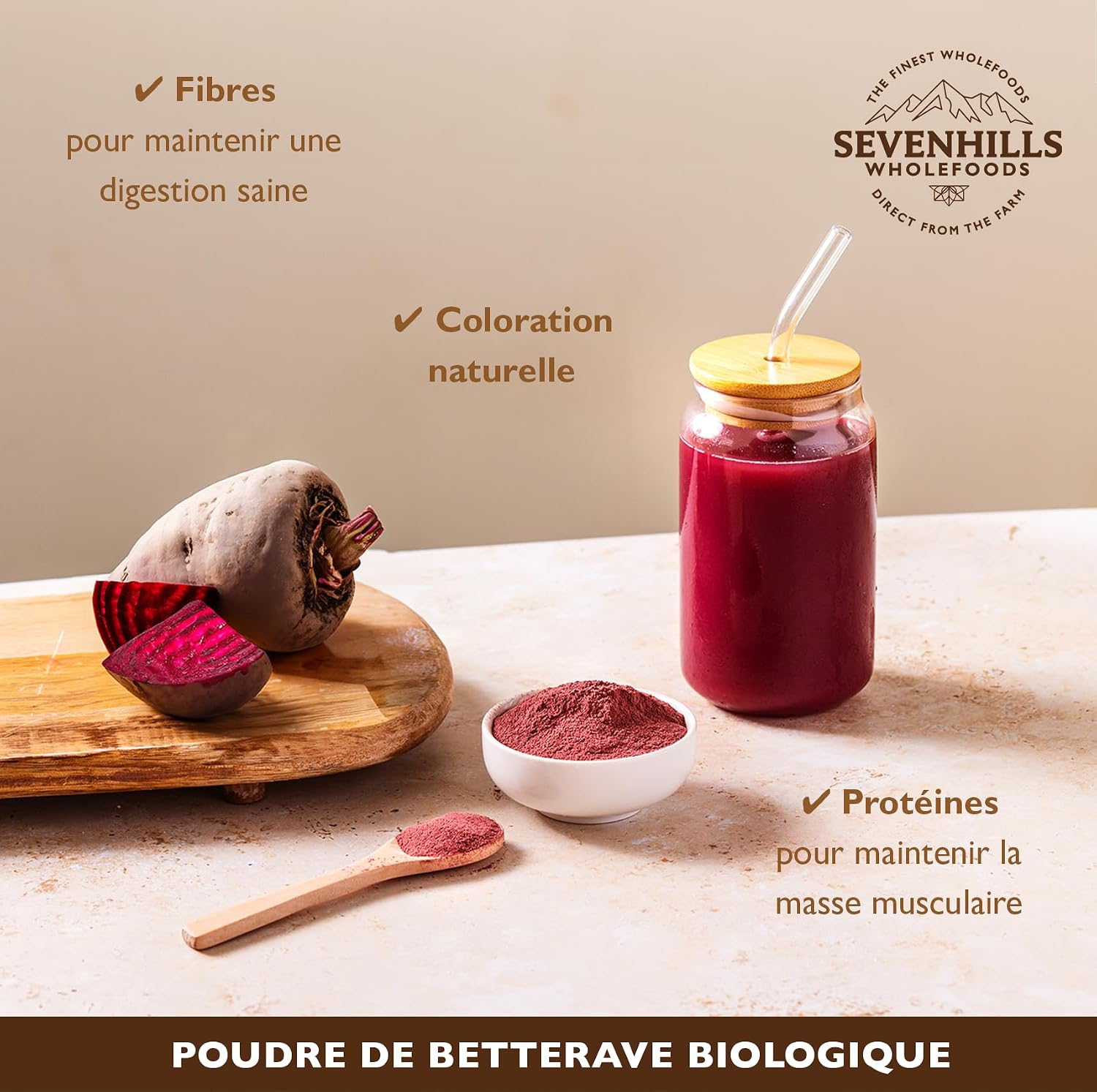 Detalle 2 de Sevenhills Wholefoods Poudre de betterave 200g đ„