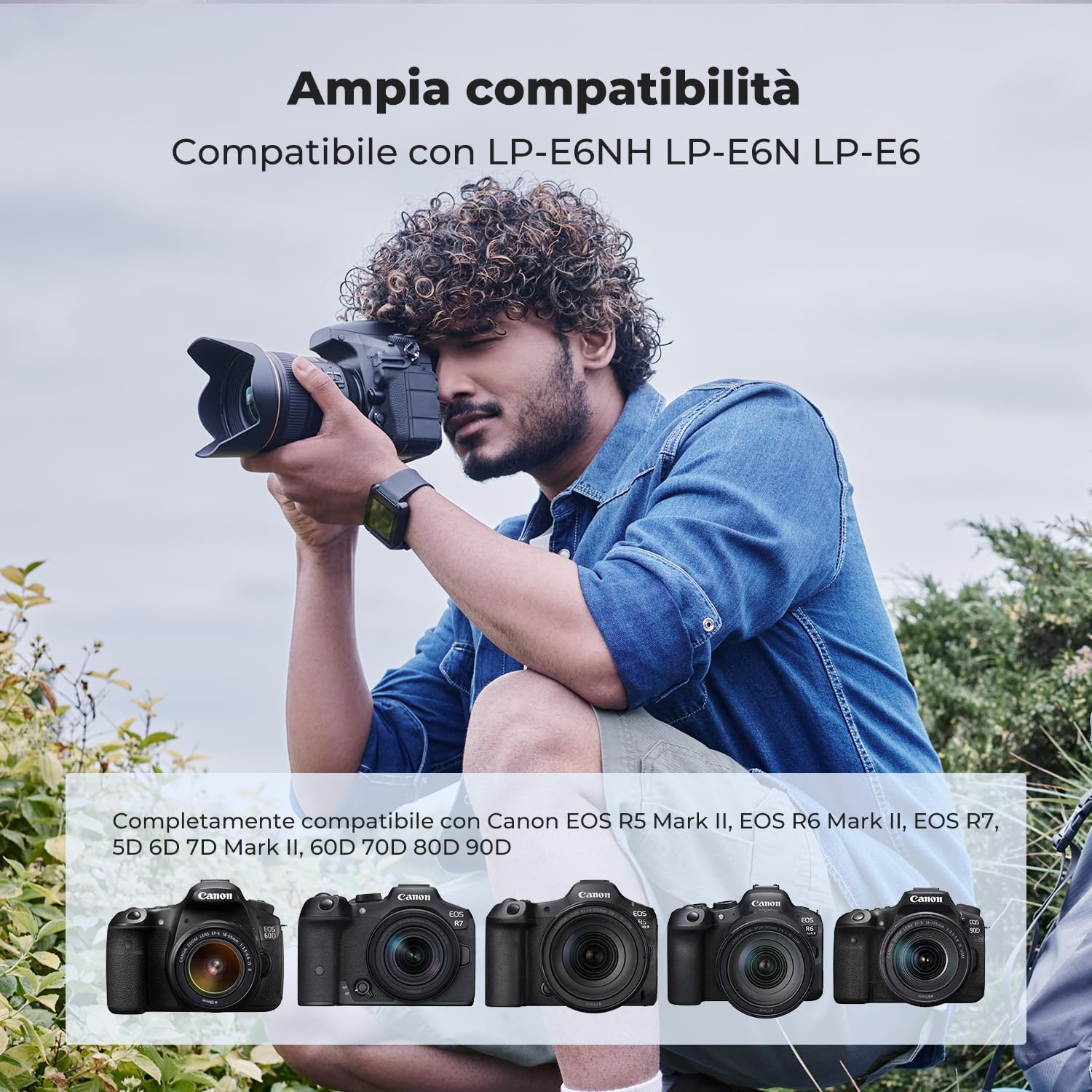 Detalle de K&F CONCEPT LP-E6P Batteria 2400mAh per Canon