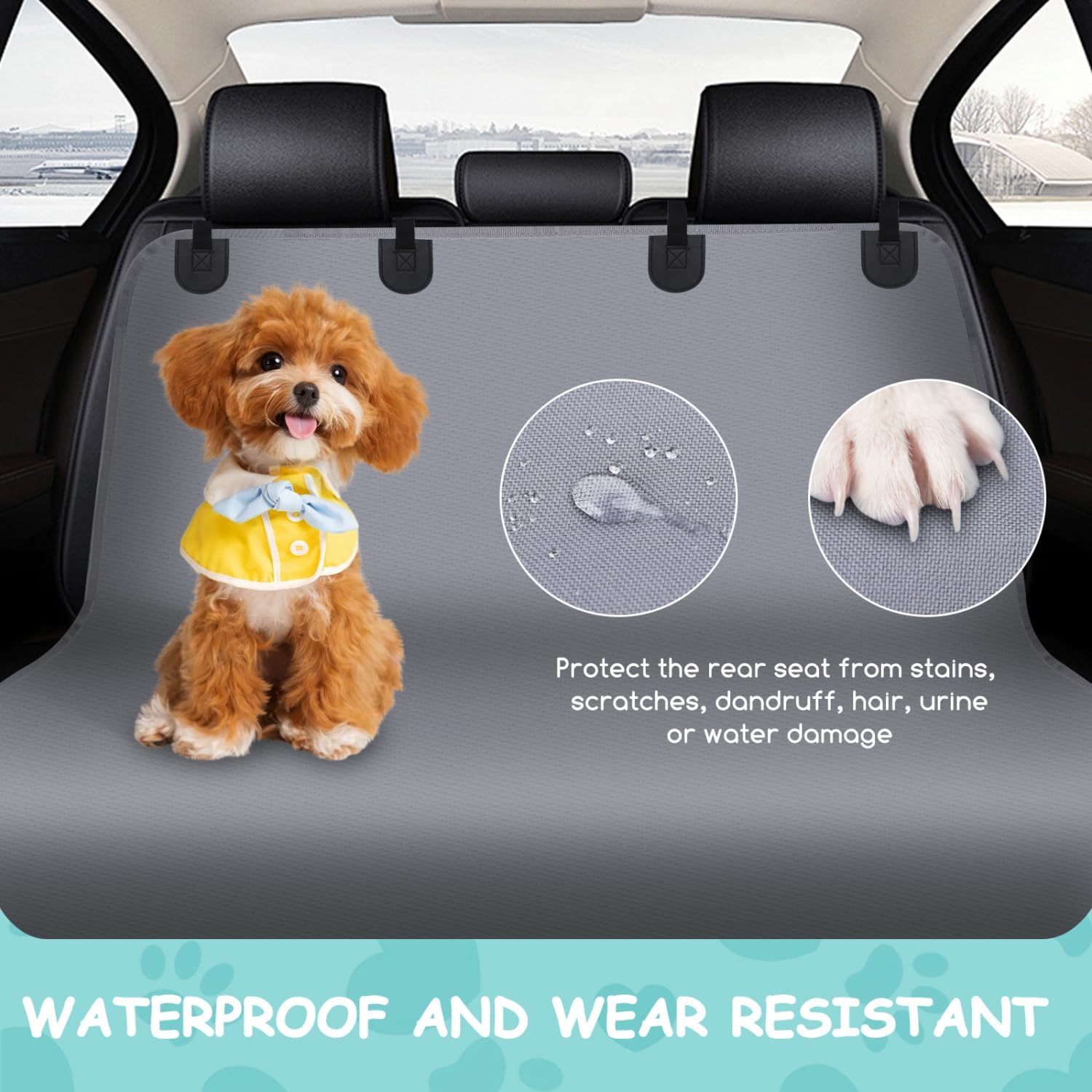 Detalle de Nobleza Fodera sedili auto per cani 140×110 cm: impermeabile, antiscivolo e universale