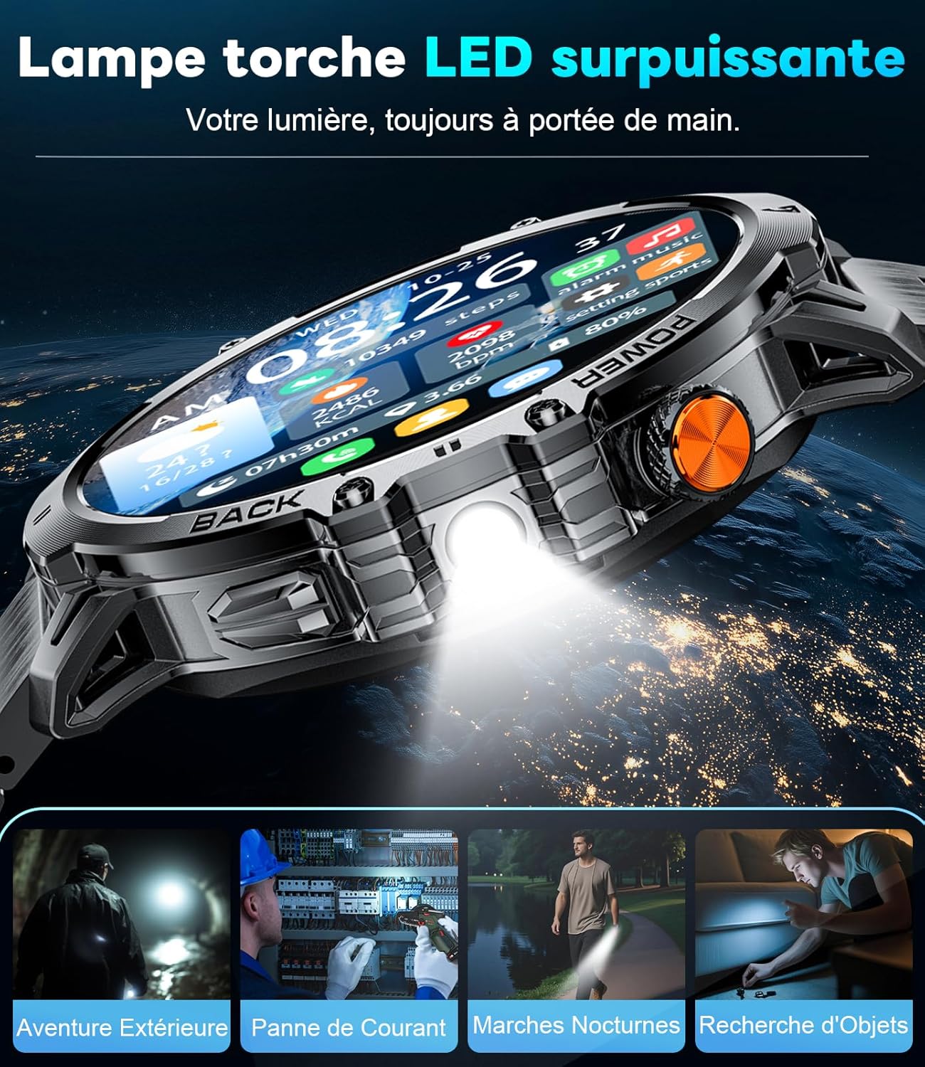 Thumbnail 2 de LIGEMI Smartwatch Uomo con display 1,85”, batteria 1000mAh e torcia LED