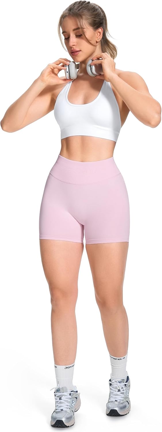 Thumbnail 4 de JOYSPELS Women’s Seamless Gym Shorts with High Waist Scrunch Ruched Detail