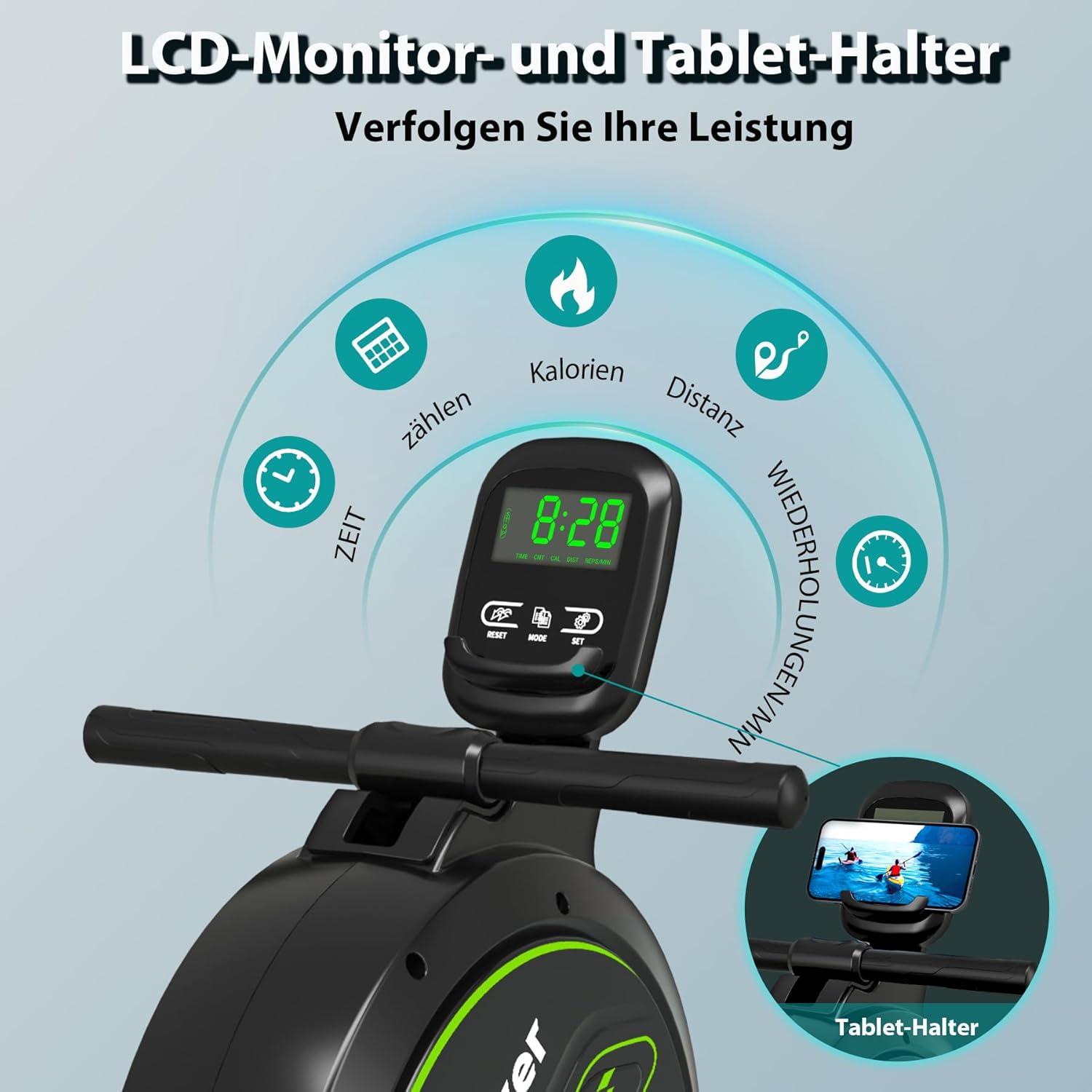 Thumbnail 2 de WENOKER magnetisches Rudergerät für Zuhause – leise unter 30 dB, 16 Widerstandsstufen, Kinomap-App