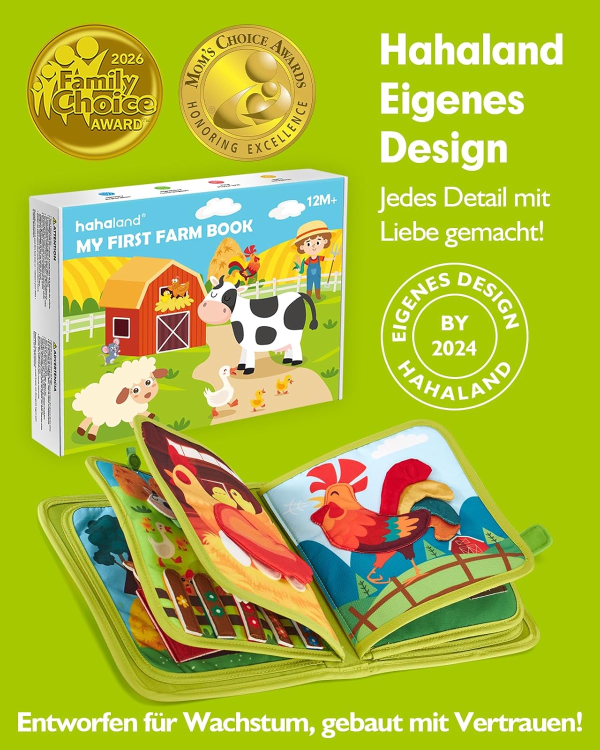 Detalle 2 de Hahaland Montessori Quiet Book Bauernhof – Quietbook für 1 Jahr
