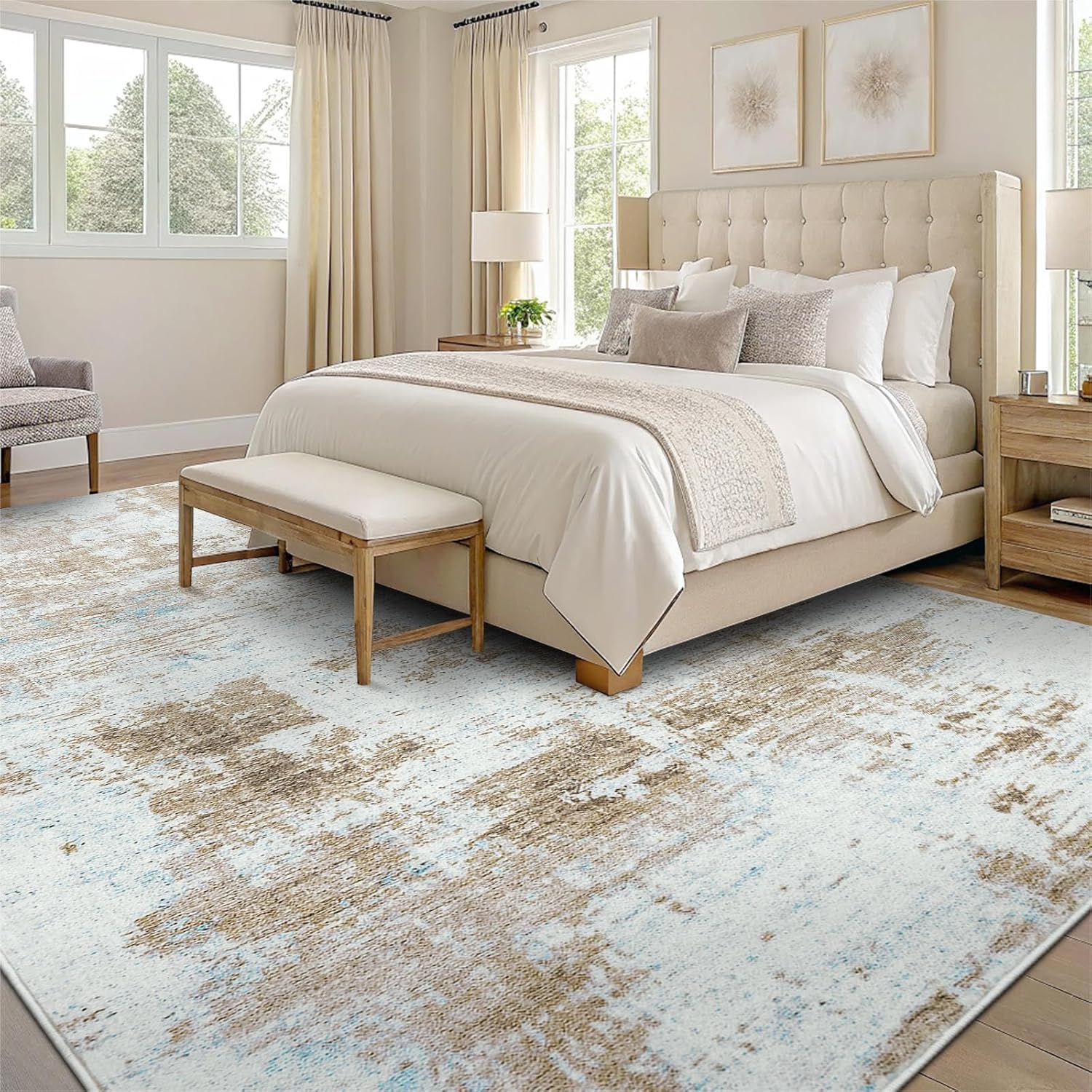 Thumbnail 6 de smiry Modern Abstract Area Rug 160x220cm in Gold