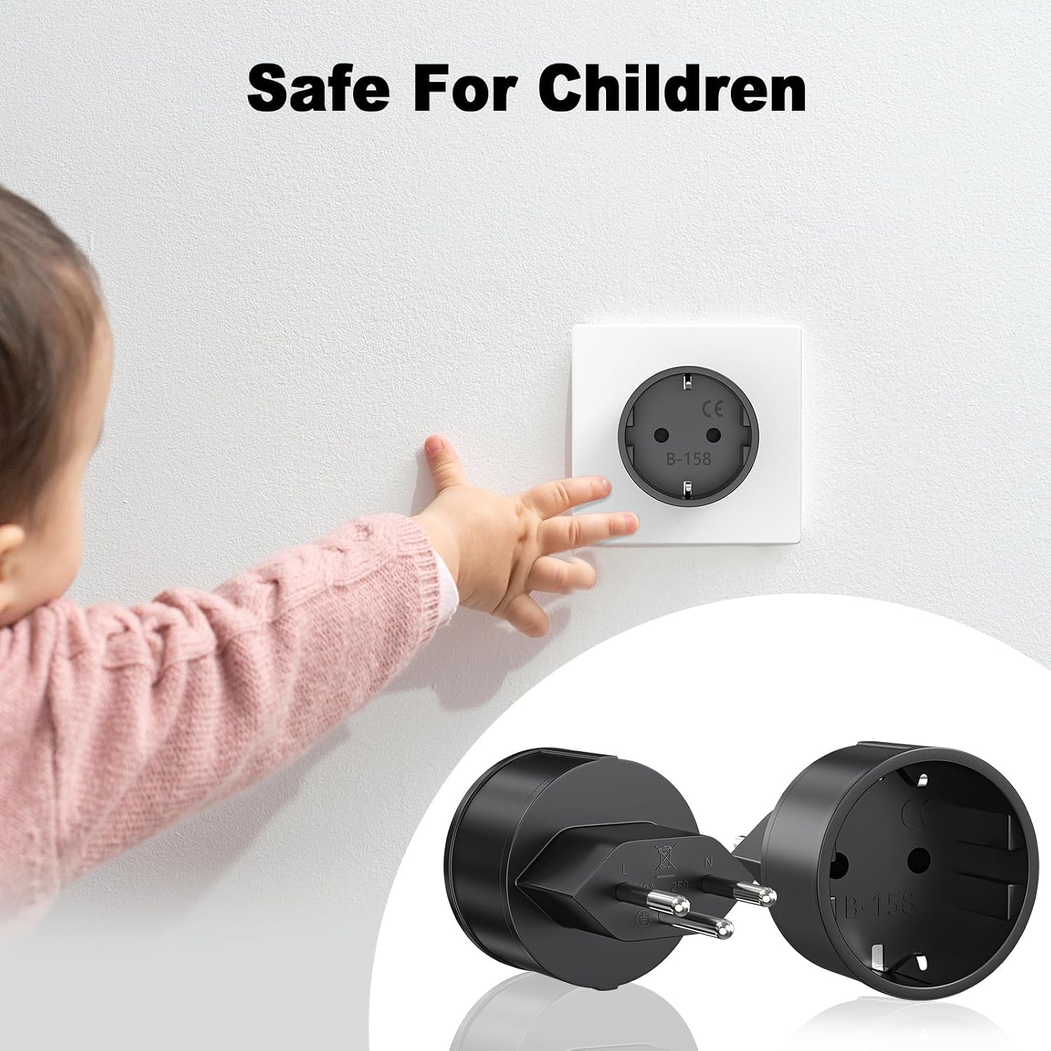 Detalle 2 de 3 Stück Reiseadapter Schweiz Schwarz