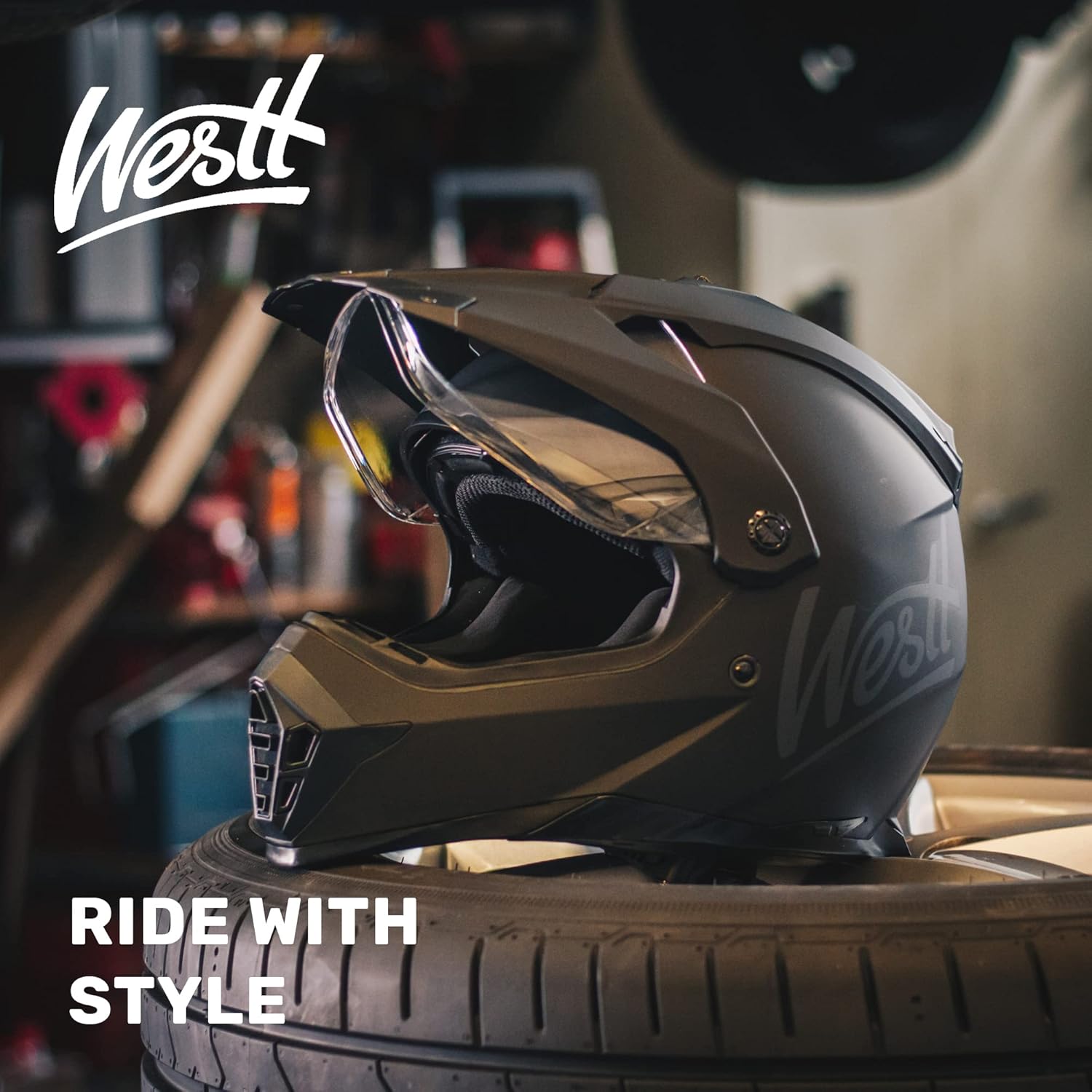 Detalle de Westt Casque Moto Homologué ECE 22.06 – Casque Cross polyvalent avec double visière