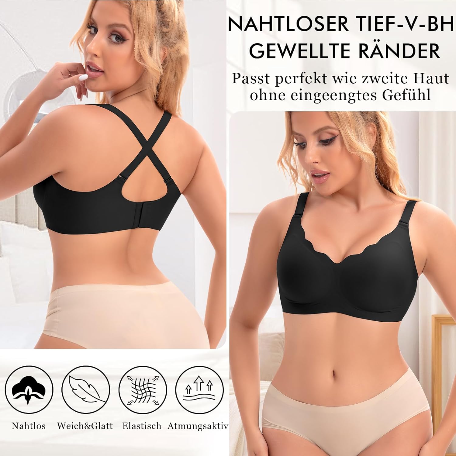Thumbnail 1 de Ganado Damen Nahtloser BH Ohne Bügel mit Tiefem V-Ausschnitt – Bralette & Komfort-Basis