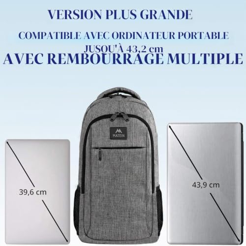 Detalle de MATEIN Sac à dos ordinateur portable 17 pouces, 32 L, poche antivol