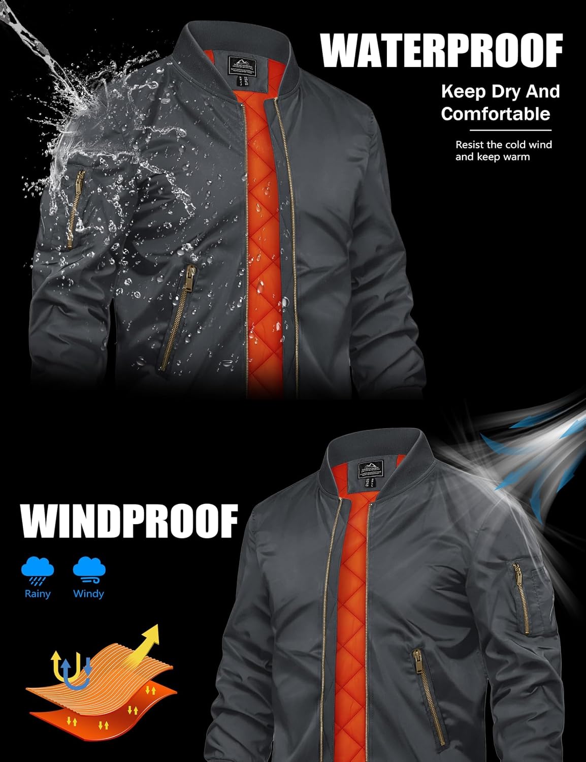 Detalle 2 de TACVASEN Giubbotto bomber uomo autunnale
