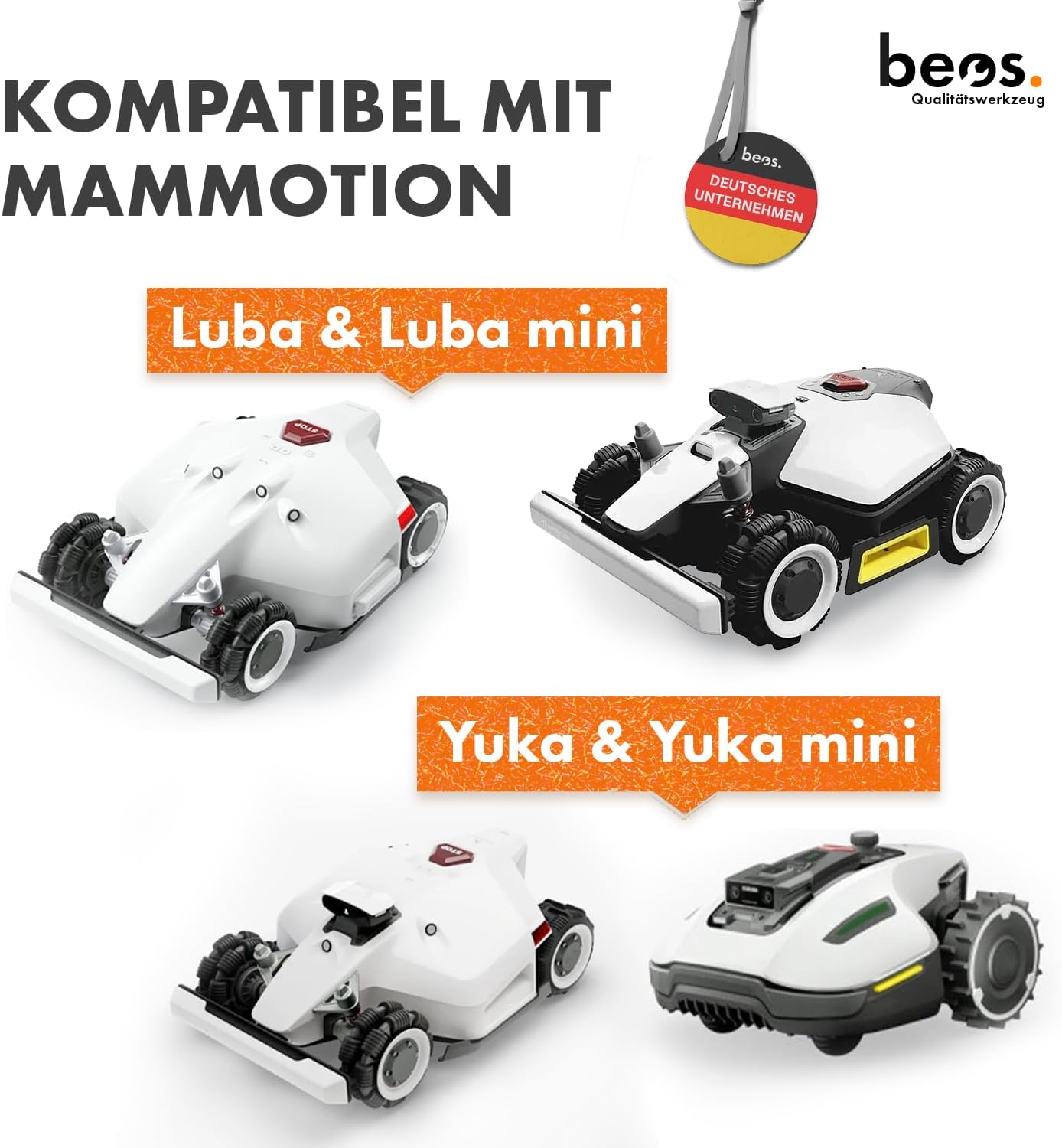 Detalle de BEOS 36x Premium Titan Ersatzmesser + Schrauben mit Sicherung – kompatibel mit Mammotion LUBA, LUBA 2, YUKA, LUBA Mini & YUKA Mini