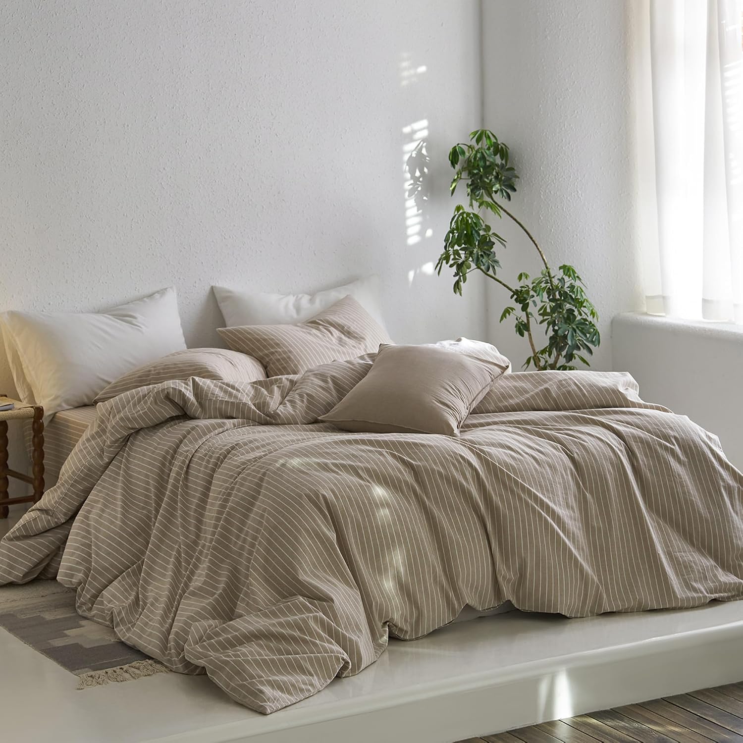 Detalle de MooMee Striped Duvet Cover Set Super Queen 90x98