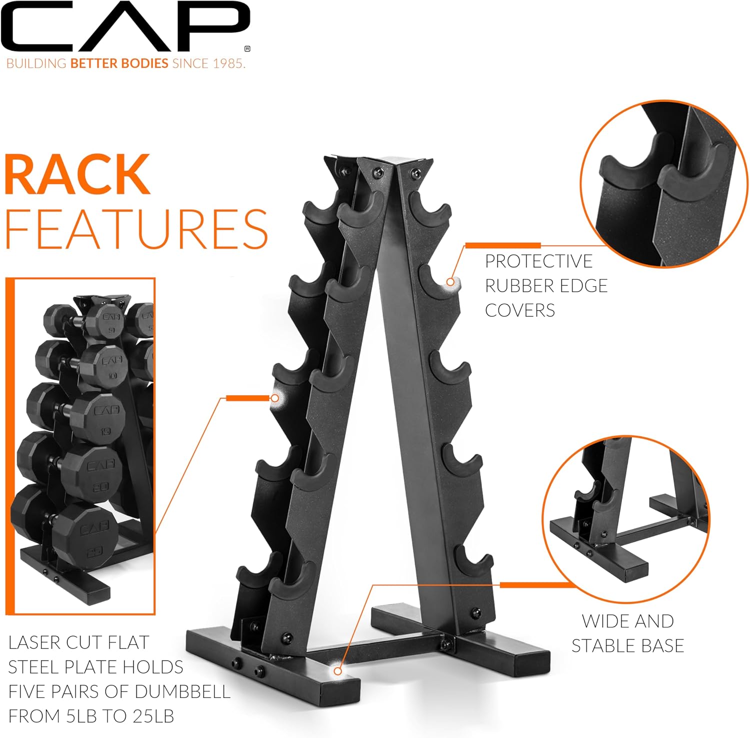 Detalle 2 de CAP 150 LB Coated Hex Dumbbell Set ⚙