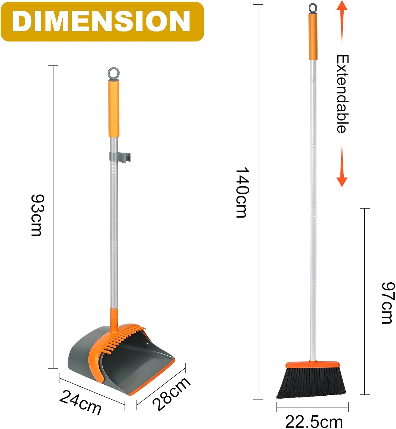 Detalle 2 de Dirty Fox stofbezem- en stofblikset met uitschuifbare steel van 137,2 cm