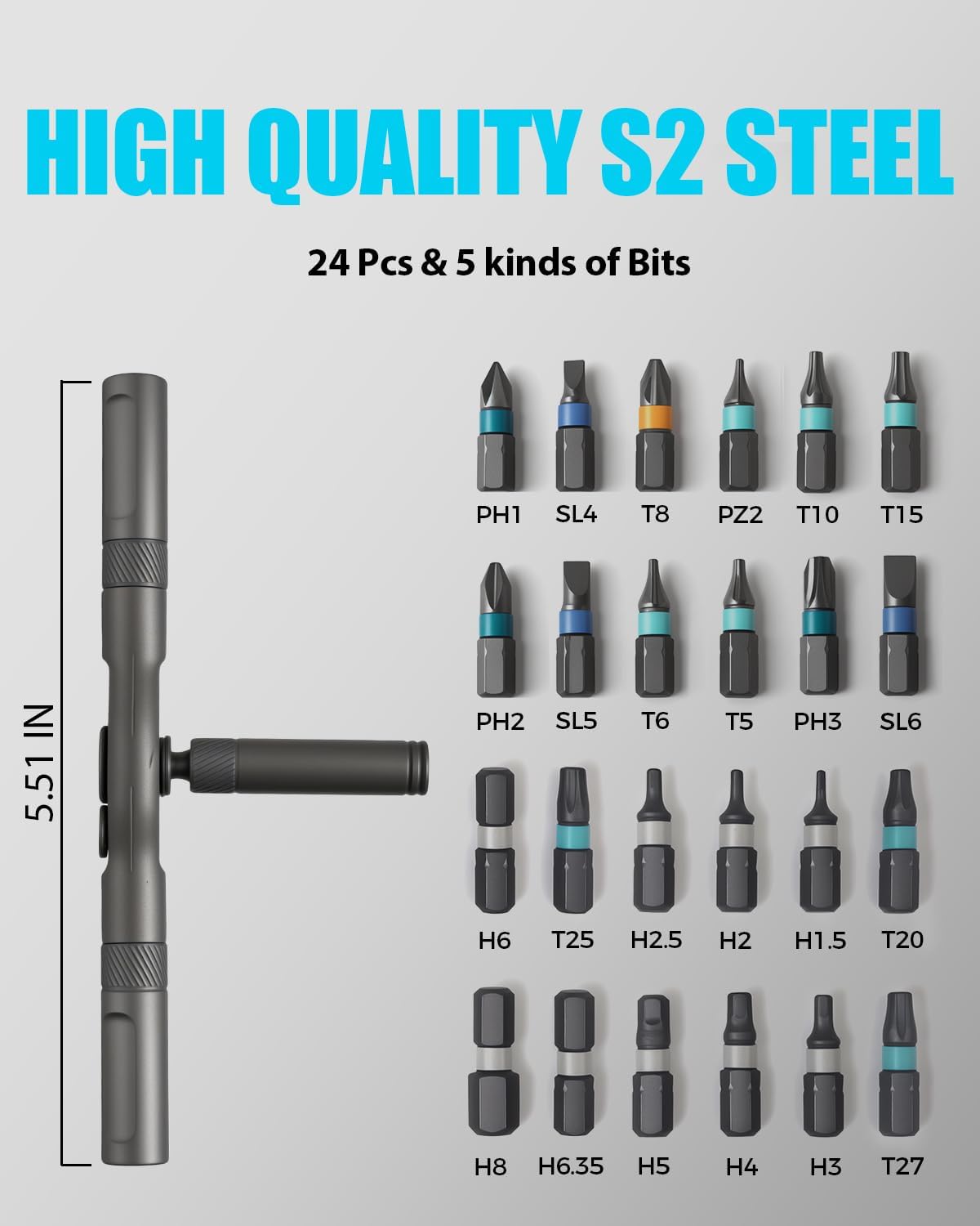 Thumbnail 5 de VMAN VMAN-RS1-24IN1 Ratchet Screwdriver Set with 24 S2 Steel Bits