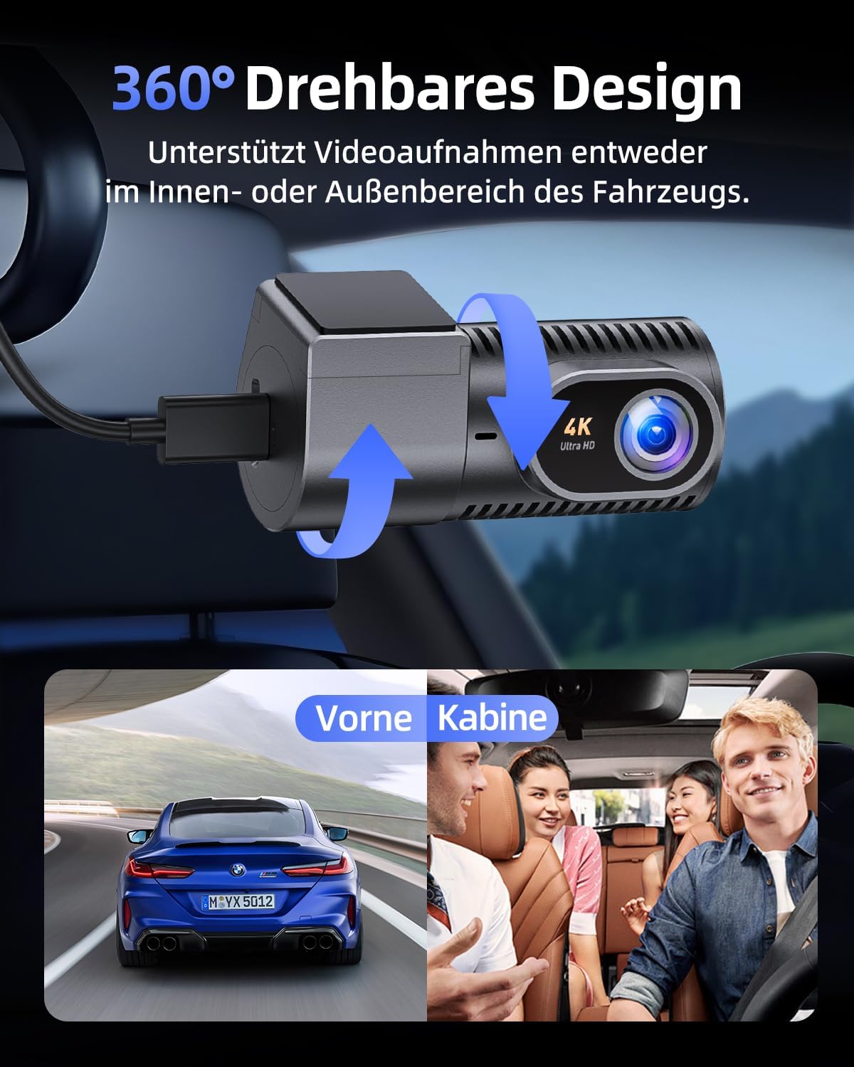 Thumbnail 3 de CIEVIE Dashcam Vorne 4K mit 64 GB Karte 360°