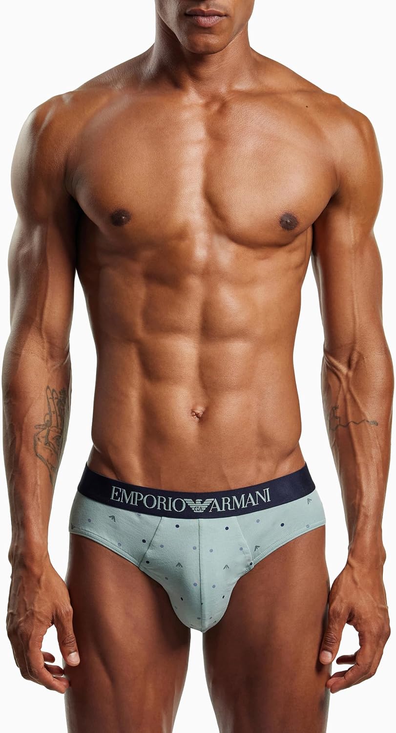 Detalle de Emporio Armani 2-Pack Brief Mutande da Uomo – Cotone stretch per comfort e stile discreto