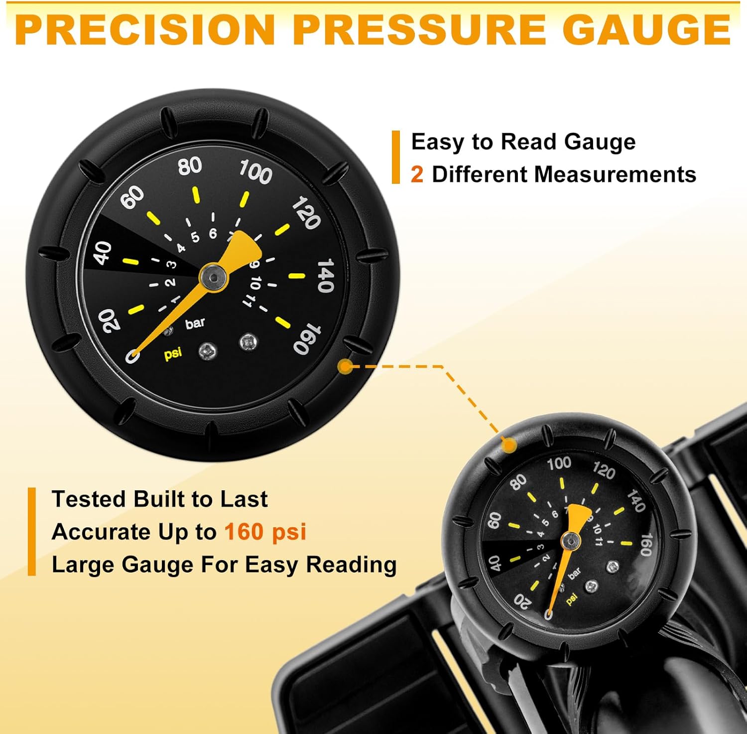 Thumbnail 3 de Hycline Bike Floor Pump 160 PSI Gauge
