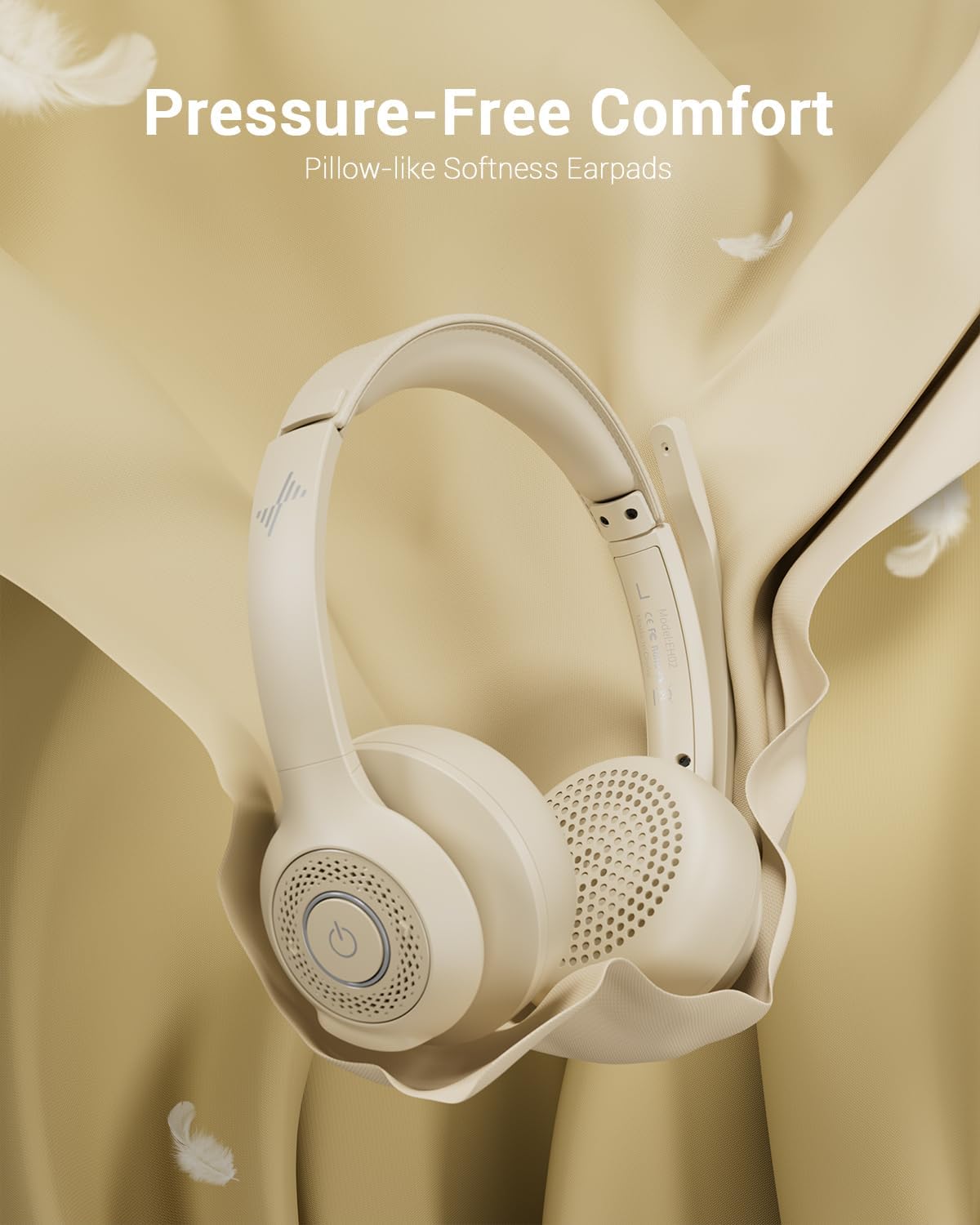 Detalle de JIAMQISHI EH02U Wireless Headset with AI Noise Cancelling Microphone and Bluetooth 5.2