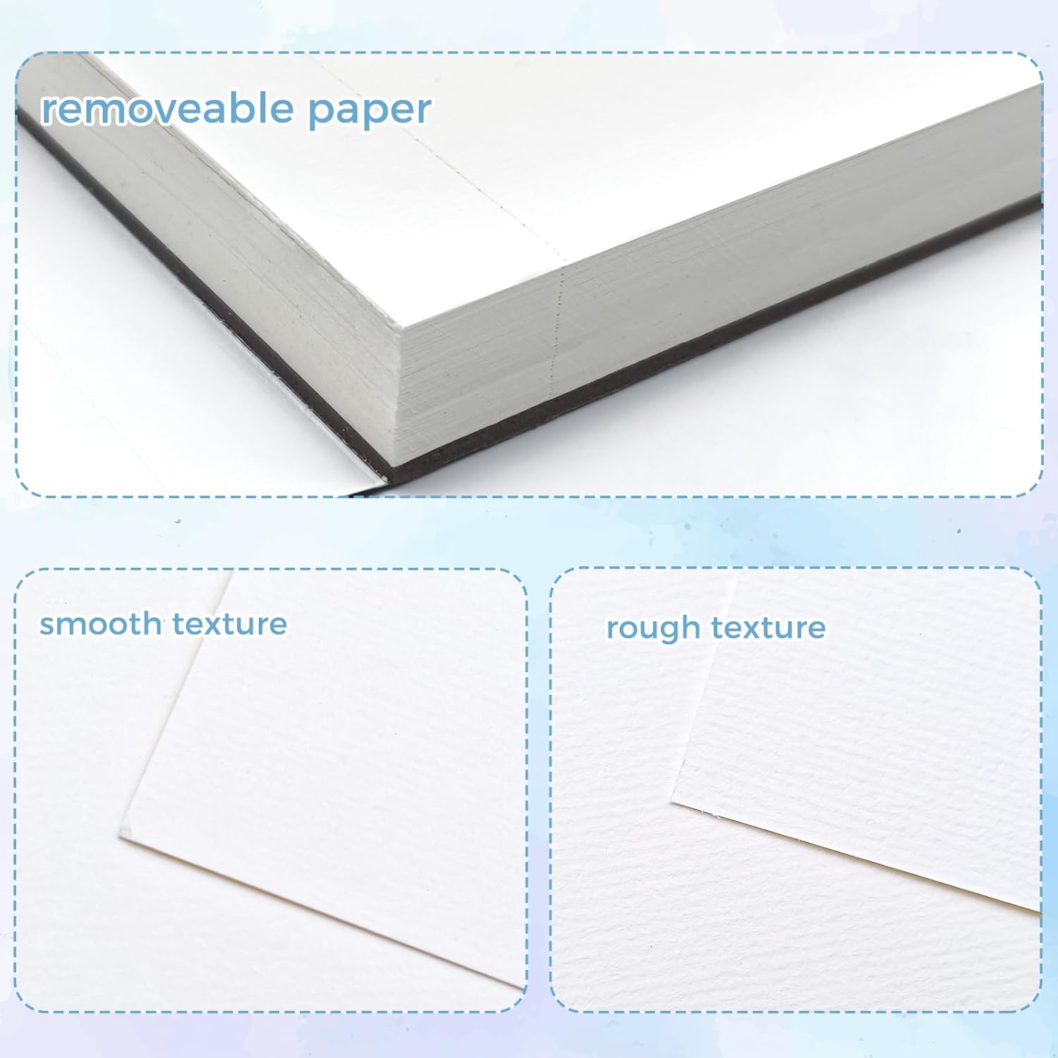 Thumbnail 3 de Artecho Aquarellpapier A5 (300 g) – 40 Blatt mit Aquarellpinsel und Bleistift, weiß