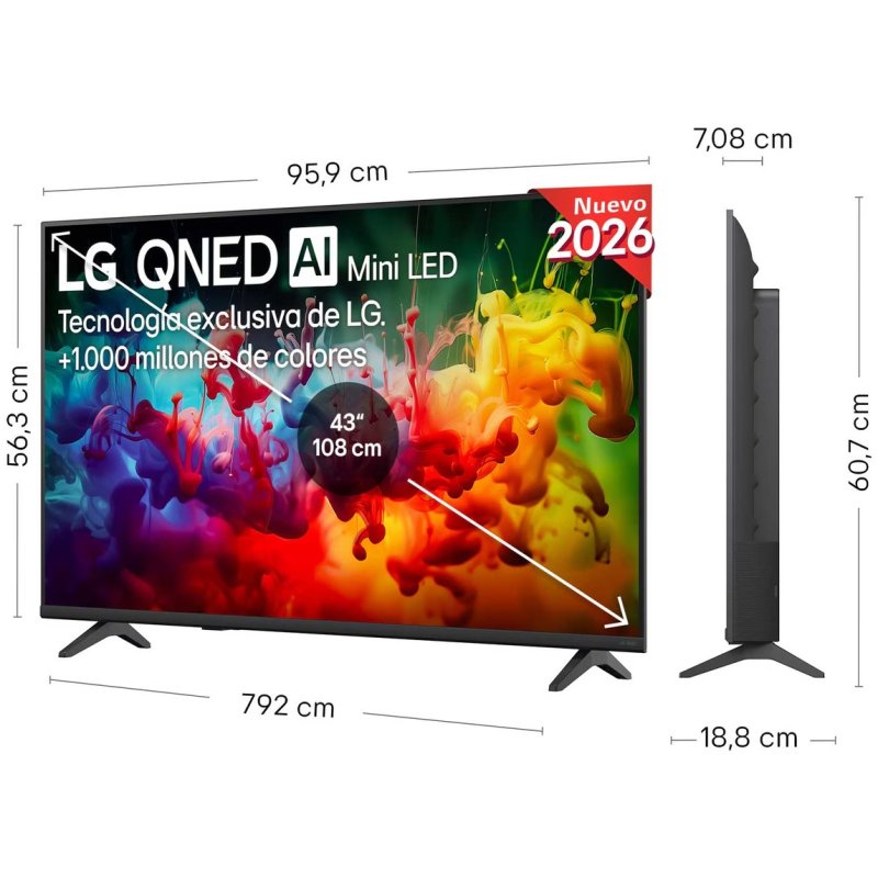 Detalle 2 de LG QNED MiniLED 43QNED7EB3C 43": televisión 4K compacta para dormitorios y estancias iluminadas
