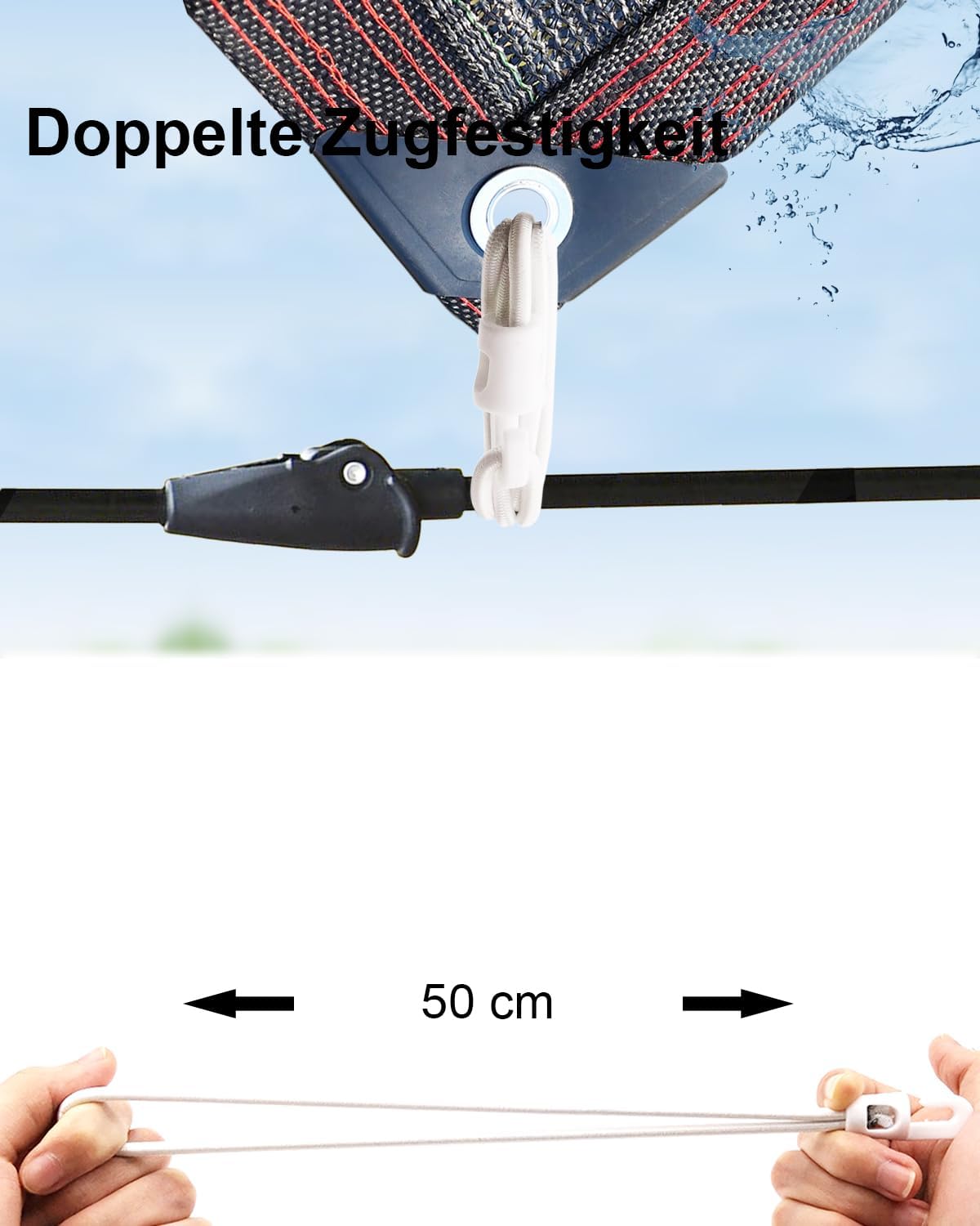 Detalle de Spannwummi mit Haken 25 cm, 50 Stück