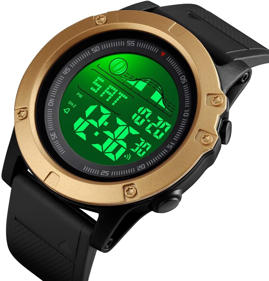 Detalle 2 de TONSHEN Herren Outdoor Digitaluhr 50M Wasserdicht mit LED-Hintergrundbeleuchtung – Stoppuhr, Countdown und Dual Time