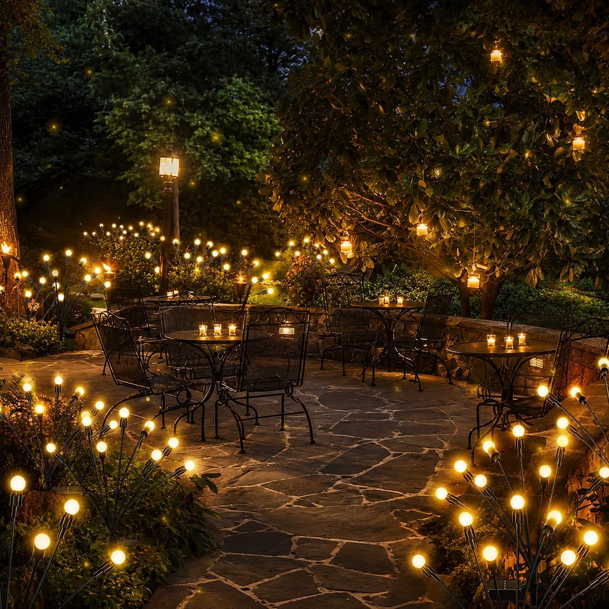 Detalle de Cnulenzt Solar Lichterkette Outdoor, 4 Stück – 10LED Gartenleuchten, IP65, Warmweiß
