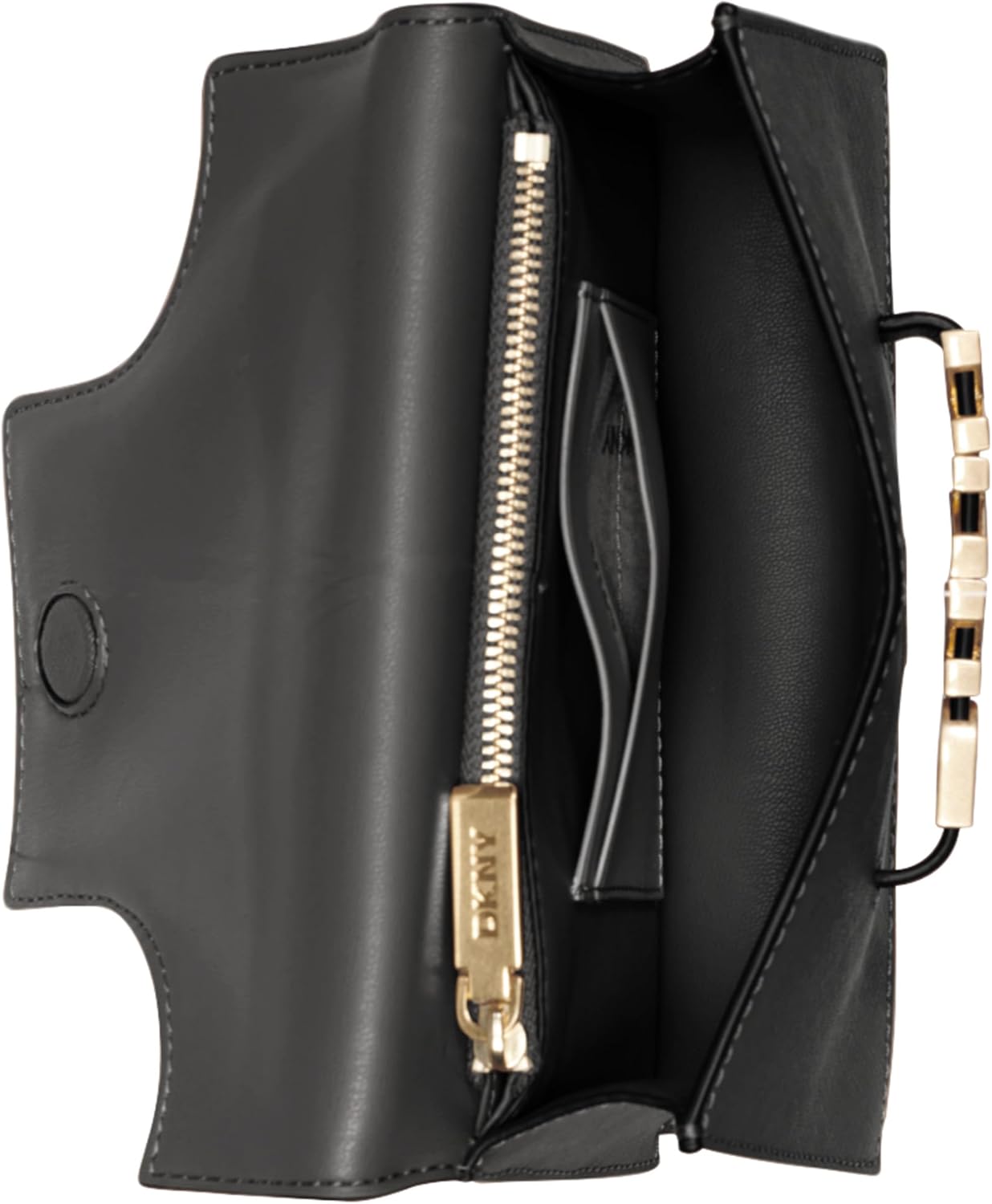 Thumbnail 1 de DKNY Portafoglio Avril in pelle da donna con pochette a corda nero/oro