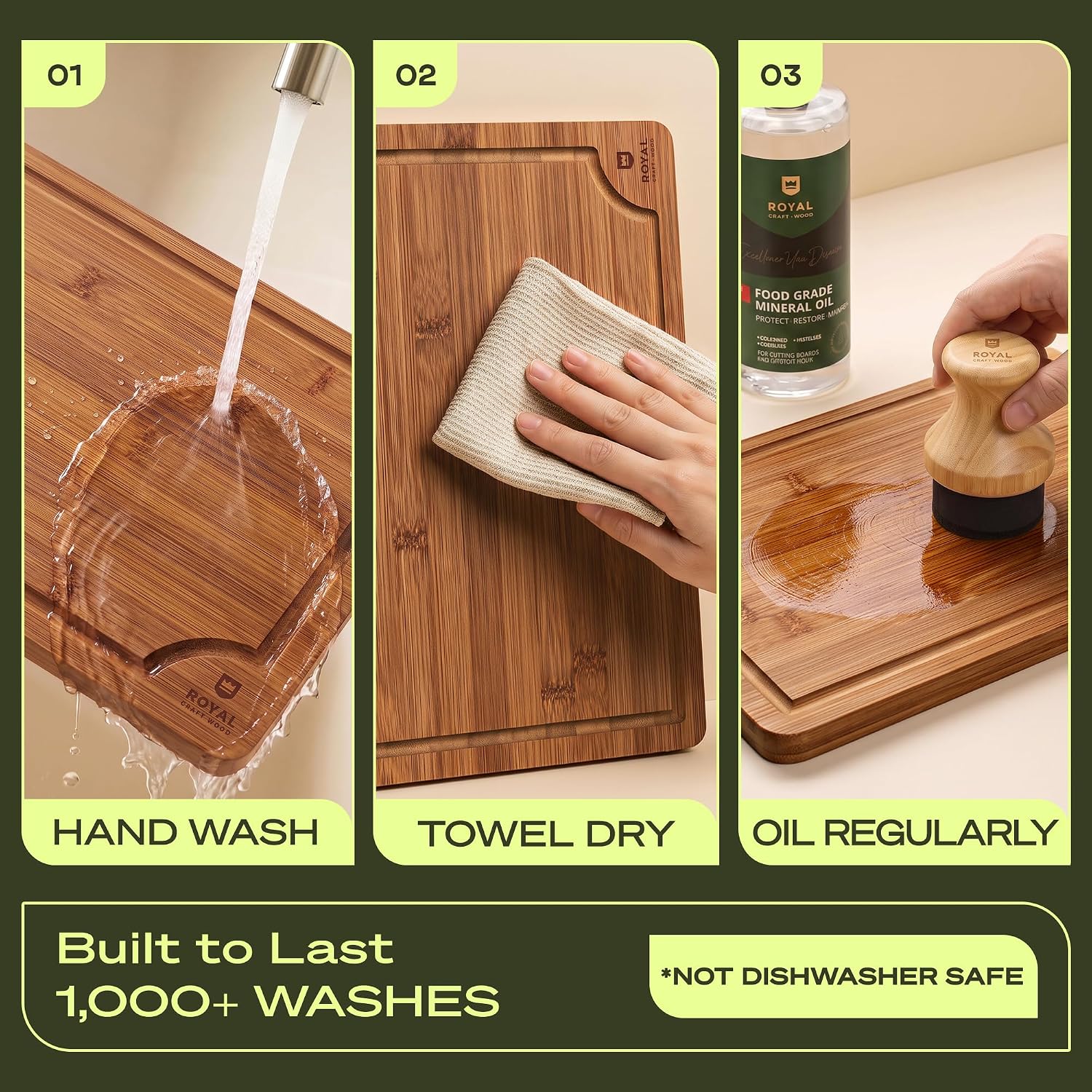 Thumbnail 5 de ROYAL CRAFT WOOD 3-Piece Bamboo Cutting Board Set 🍽