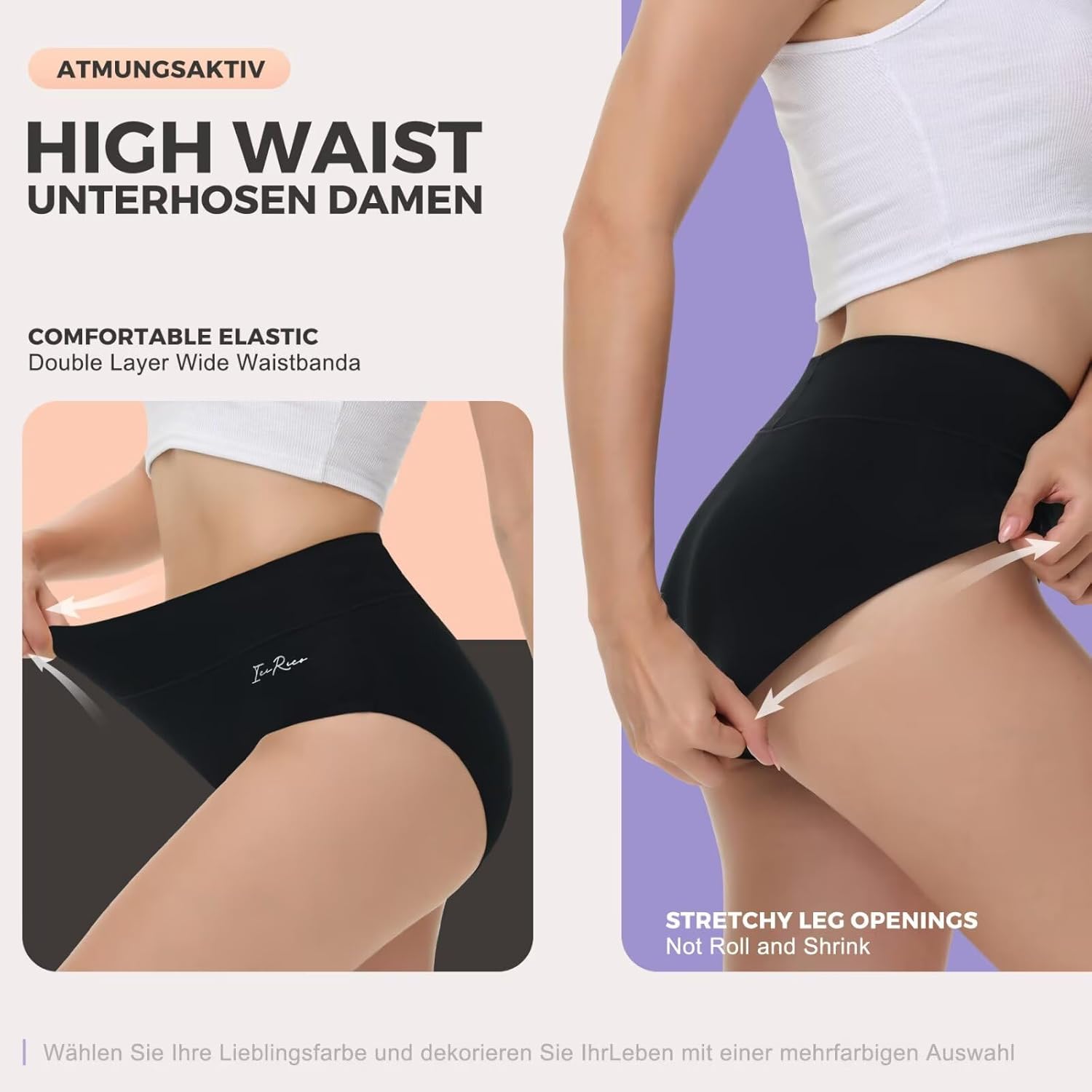 Thumbnail 2 de IceReco Damen Unterhosen „Hohe Taille“ aus Baumwolle (5er-Set)