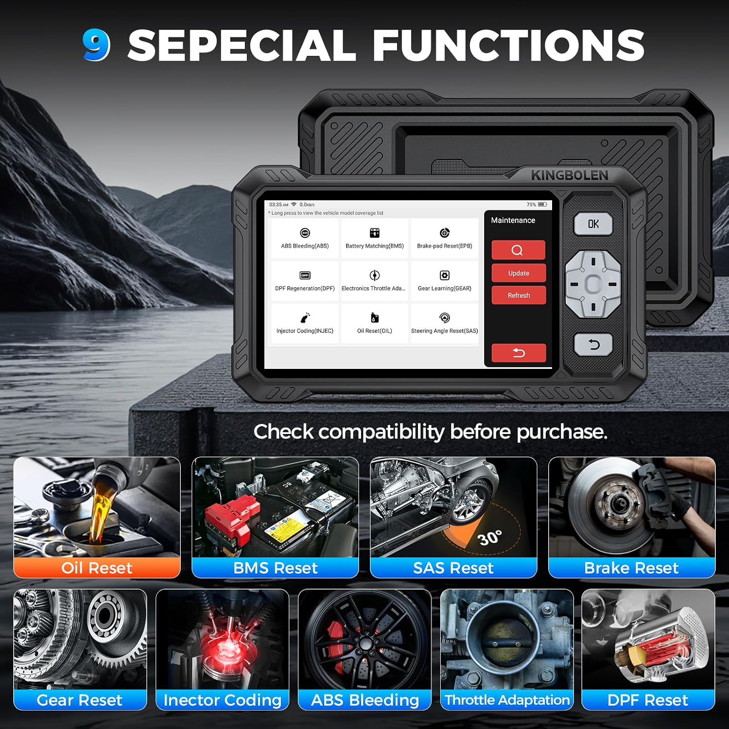 Thumbnail 5 de KINGBOLEN S608 OBD2 scanner with 9 resets