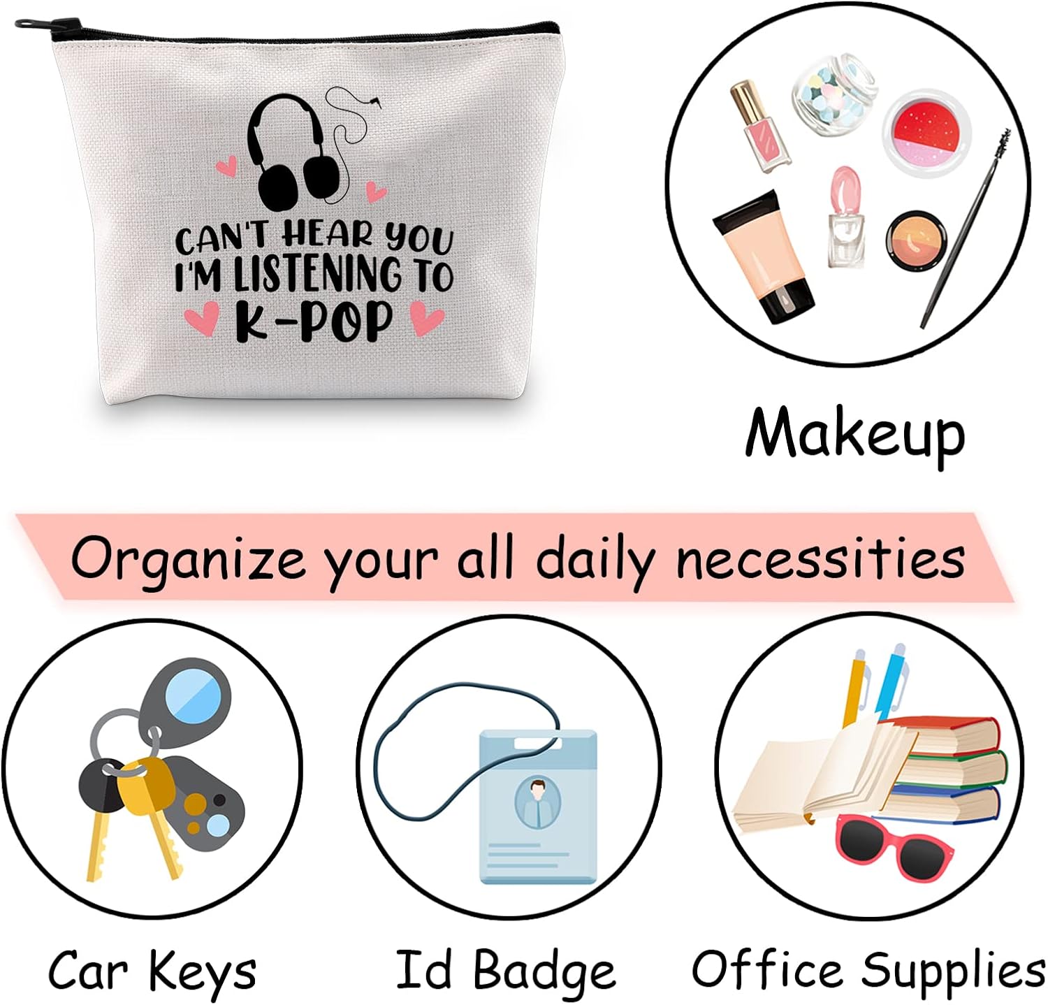 Thumbnail 6 de JXGZSO K-pop Makeup Bag, Canvas