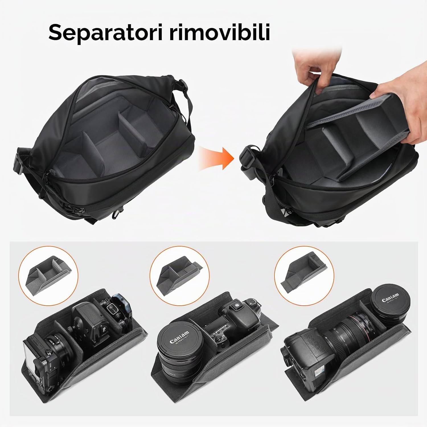 Detalle de TARION Borsa a Tracolla per Fotocamera Sling 2-in-1 TR-XP