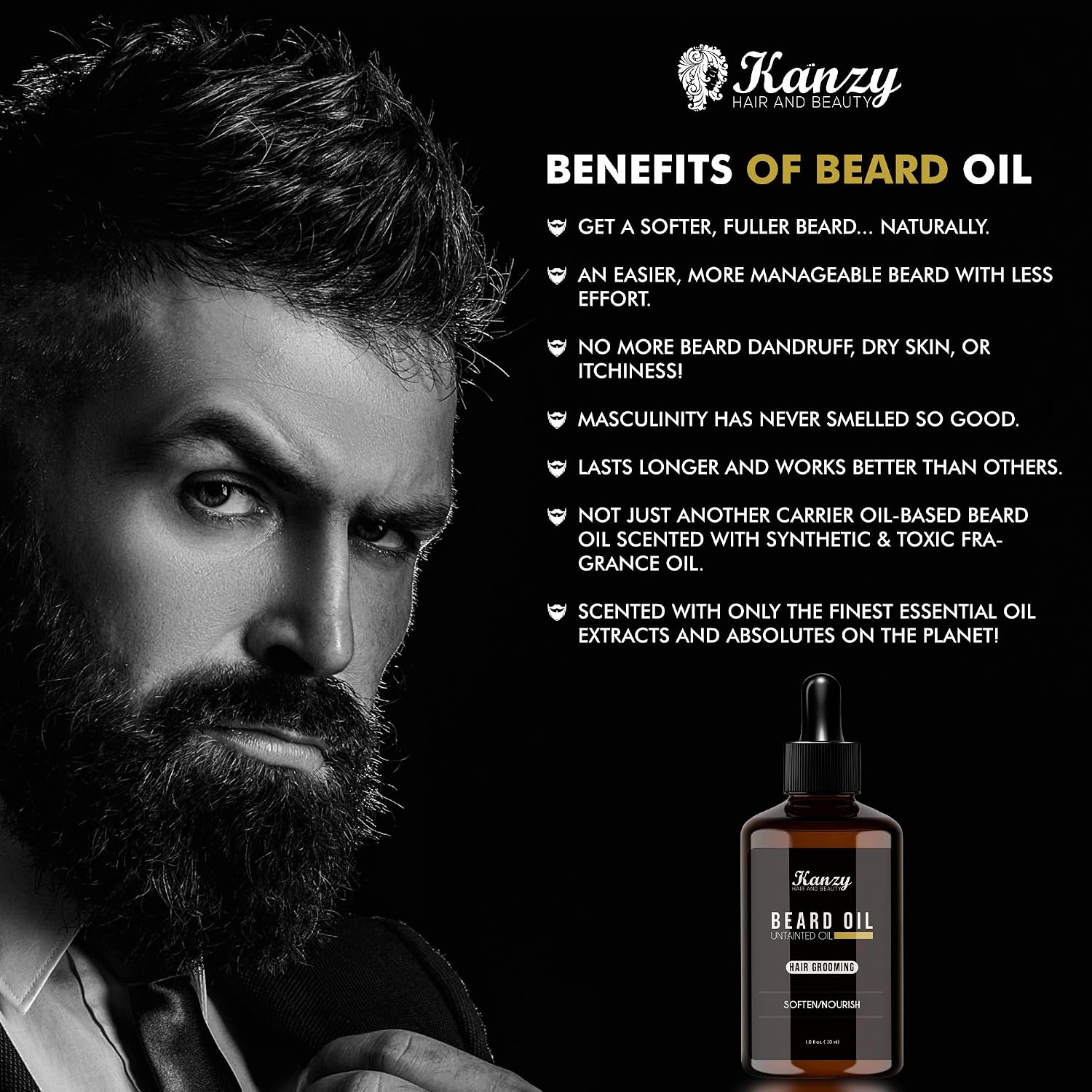 Thumbnail 6 de KANZY HAIR AND BEAUTY baardolie 30 ml met jojoba, argan en vitamine E
